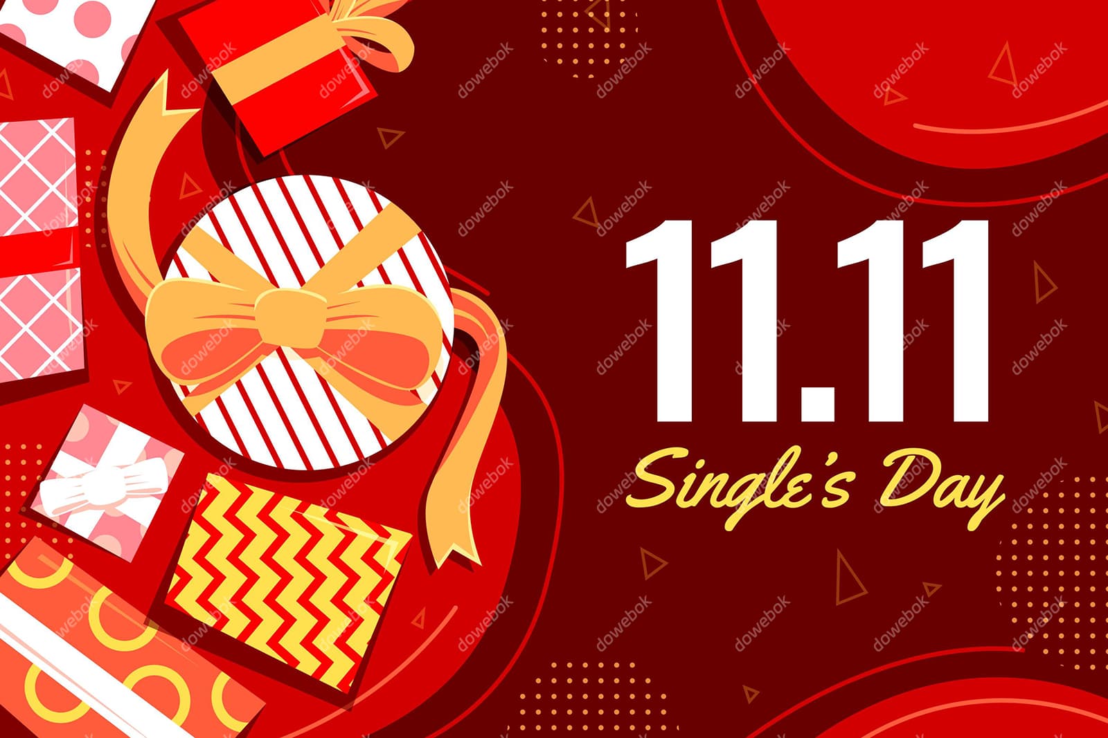 红色喜庆双十一购物节/光棍节促销背景矢量素材(AI/EPS)