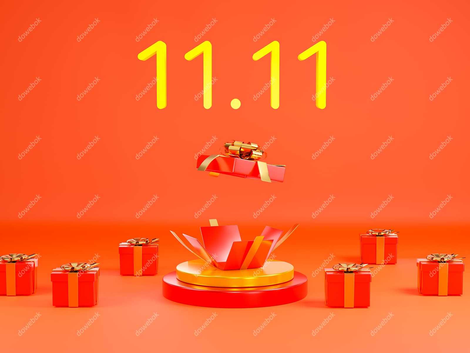 红色礼盒设计双十一购物节背景图片素材(JPG)