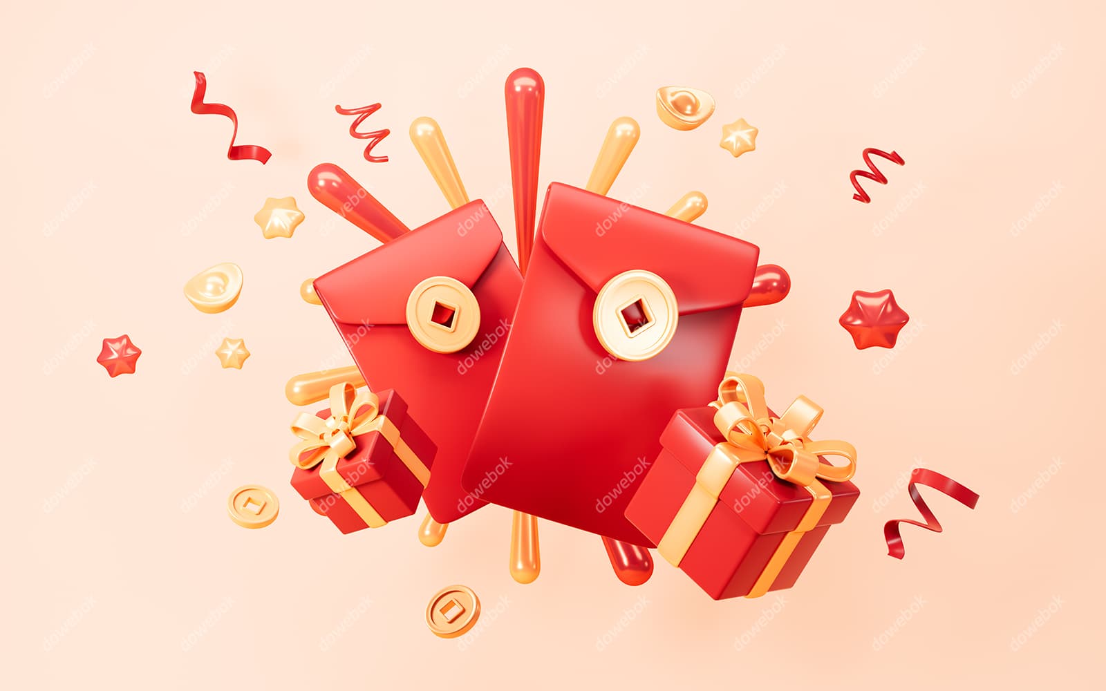 红包和礼盒设计喜庆春节背景图片素材(JPG)