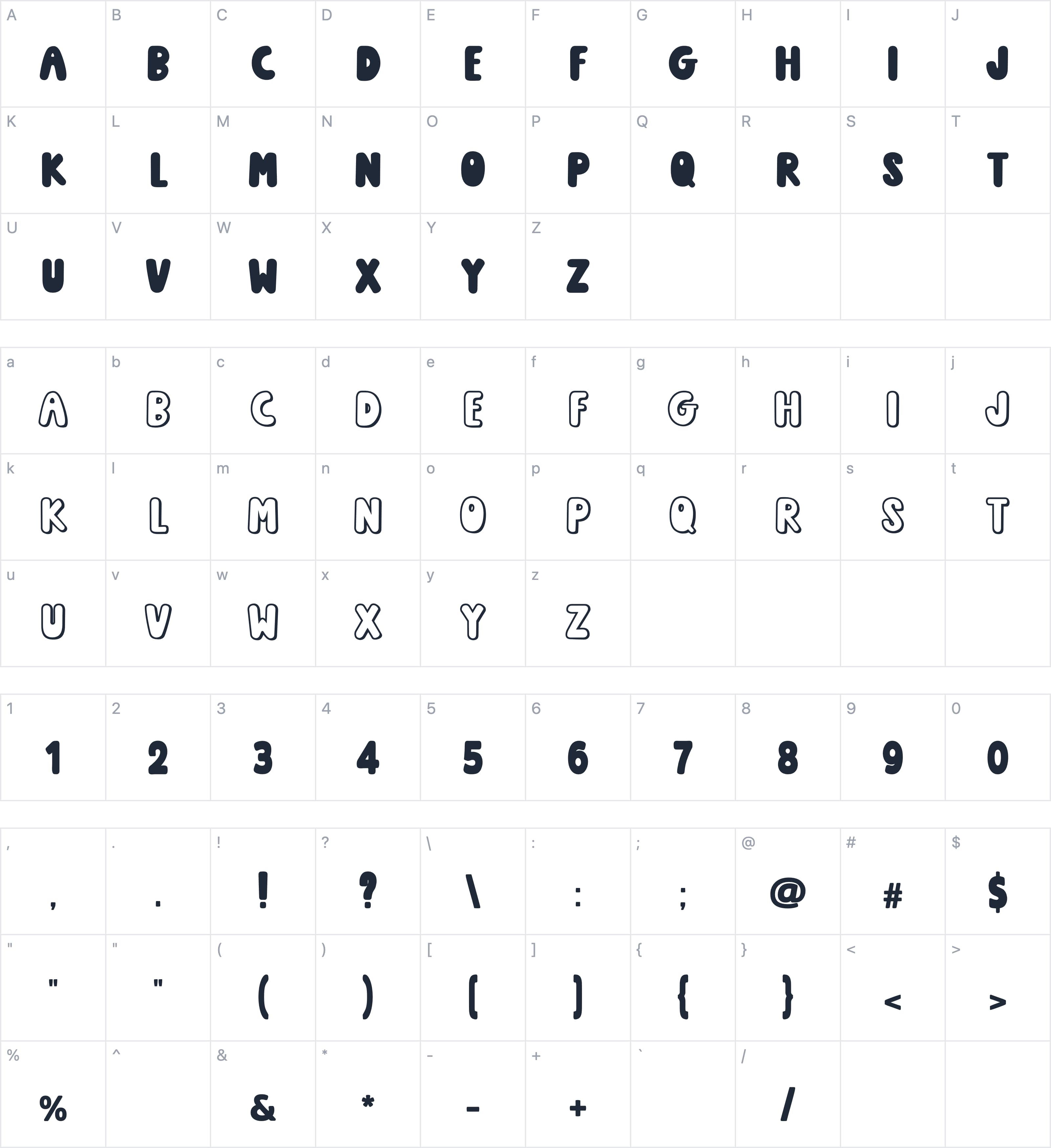 Retro Vibes字符映射图