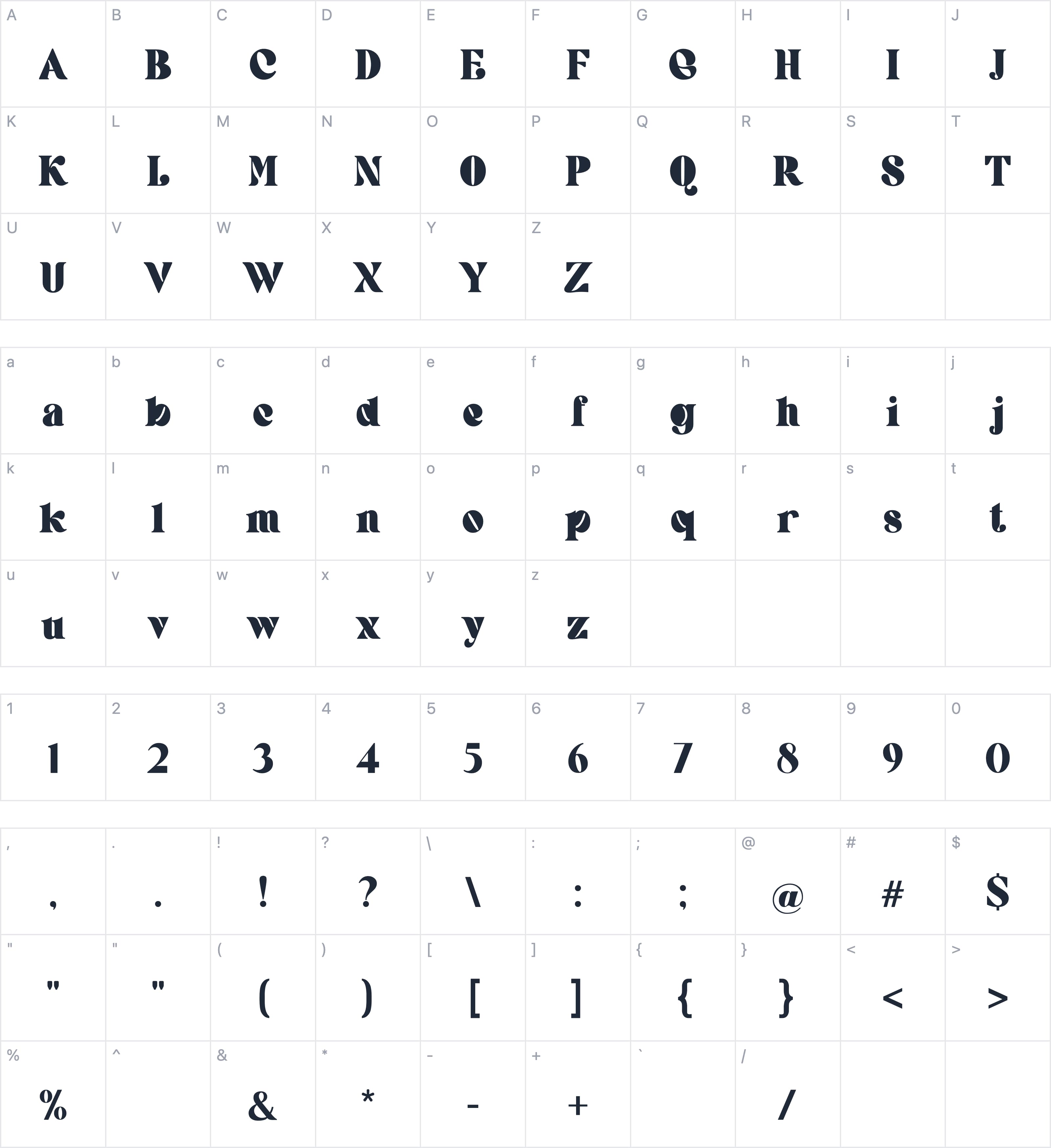 Juvenilia字符映射图