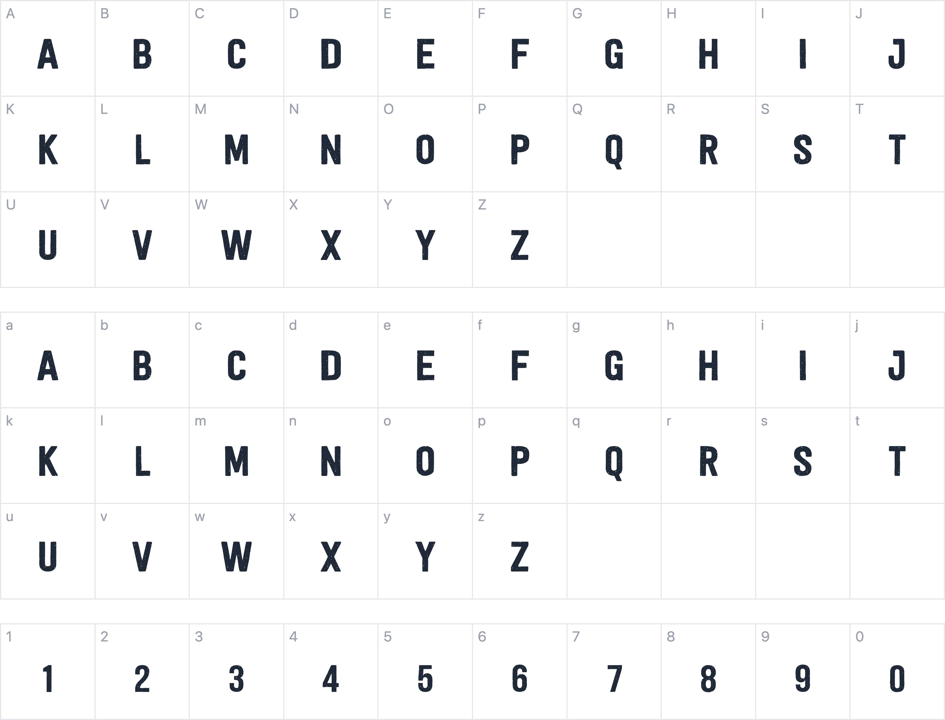 Signcore字符映射图