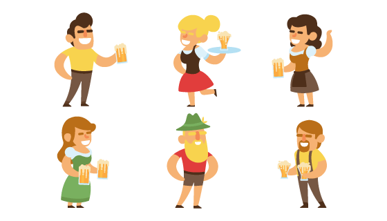 庆祝啤酒节的人们矢量素材(EPS/AI/PNG)