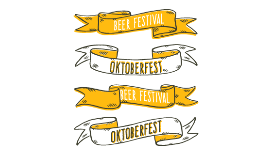 手绘啤酒节丝带矢量素材(EPS/AI/PNG)