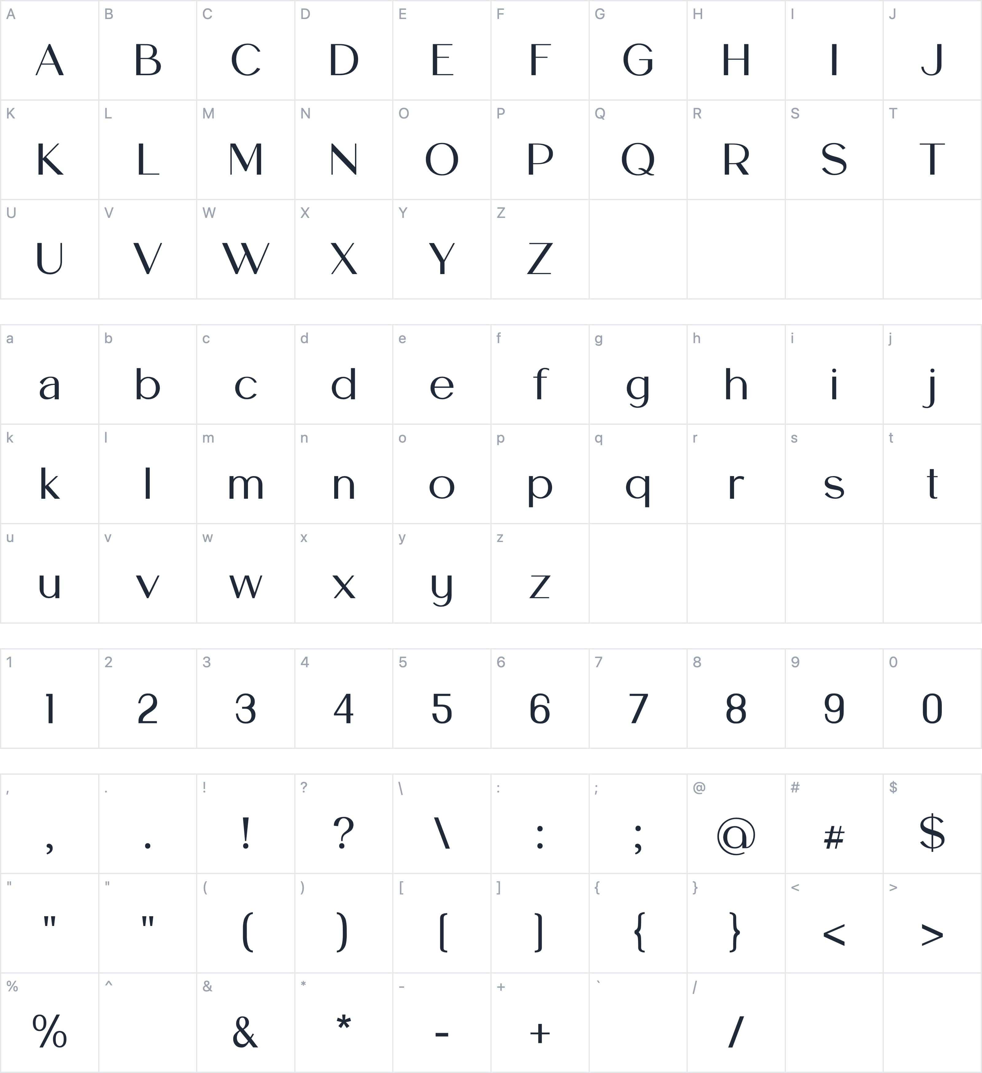 Headstock Sans字符映射图
