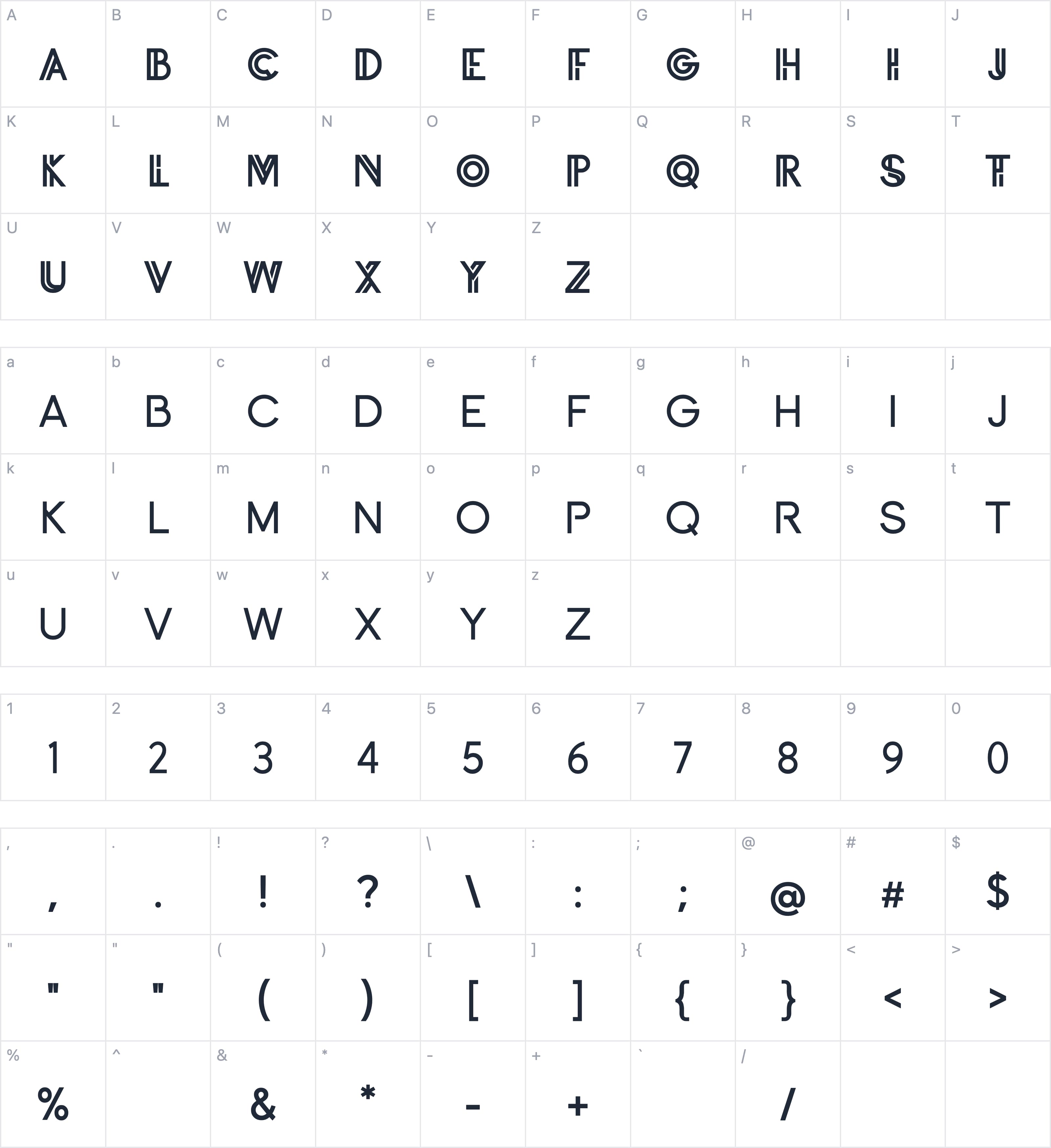 INZYDECO字符映射图
