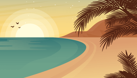 夏季景观背景矢量素材(EPS/AI)