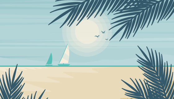 夏季景观背景矢量素材(EPS/AI)