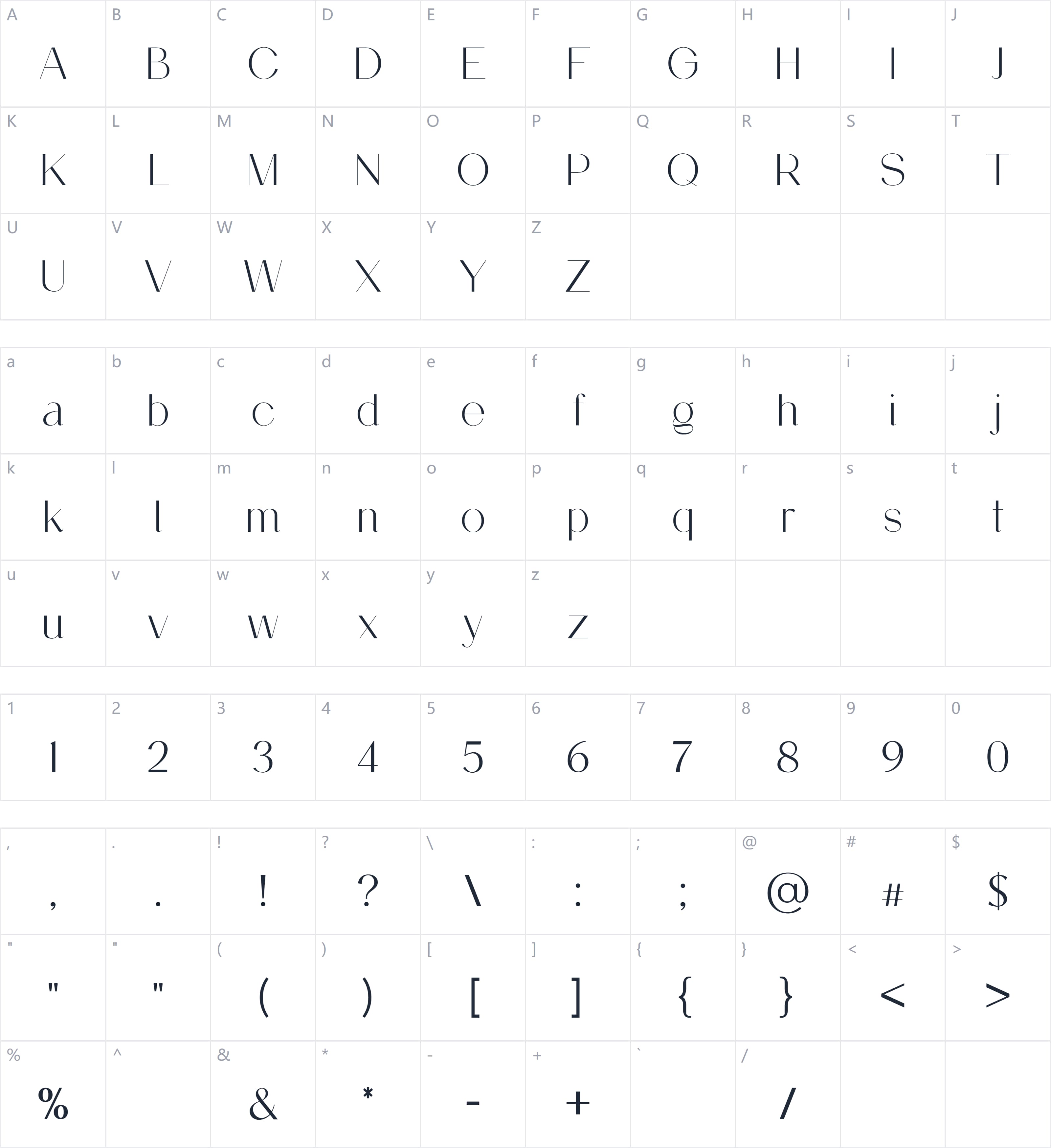 Bonnevarc字符映射图