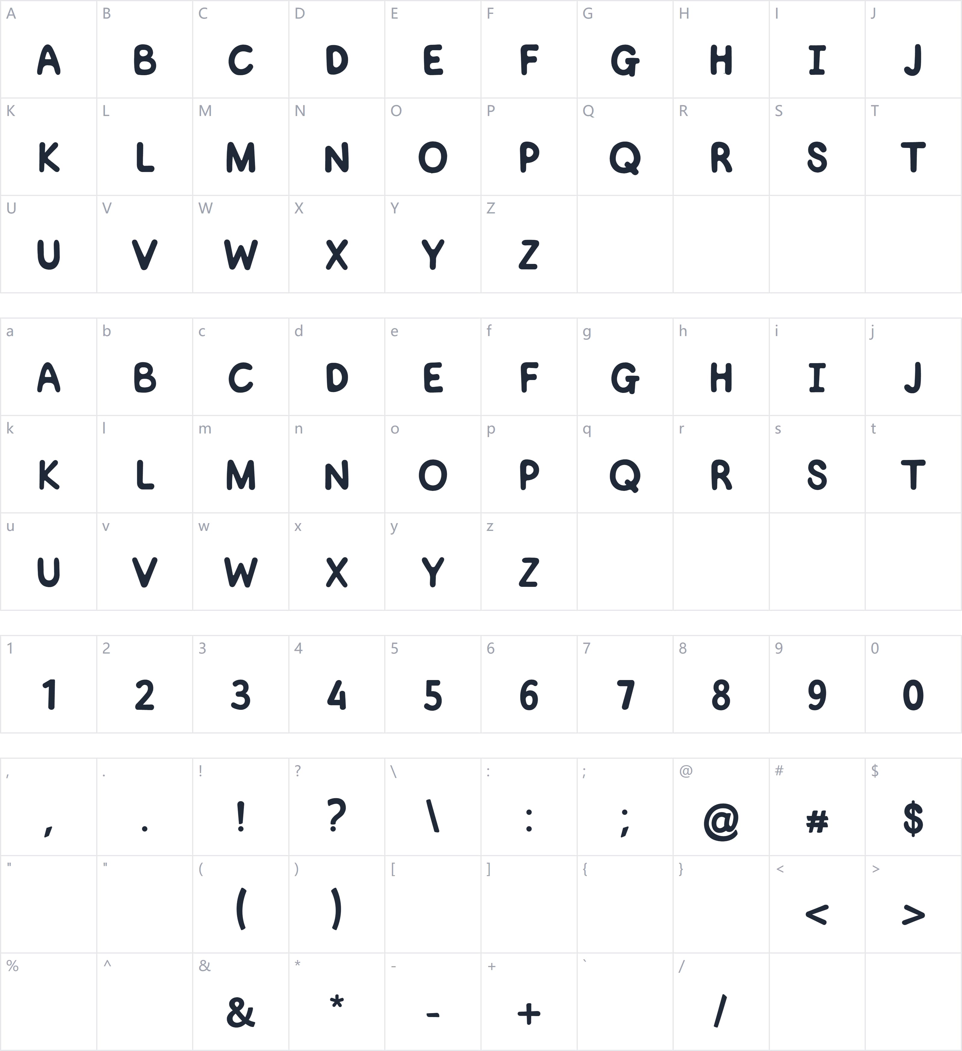 Bunch Bonarie字符映射图