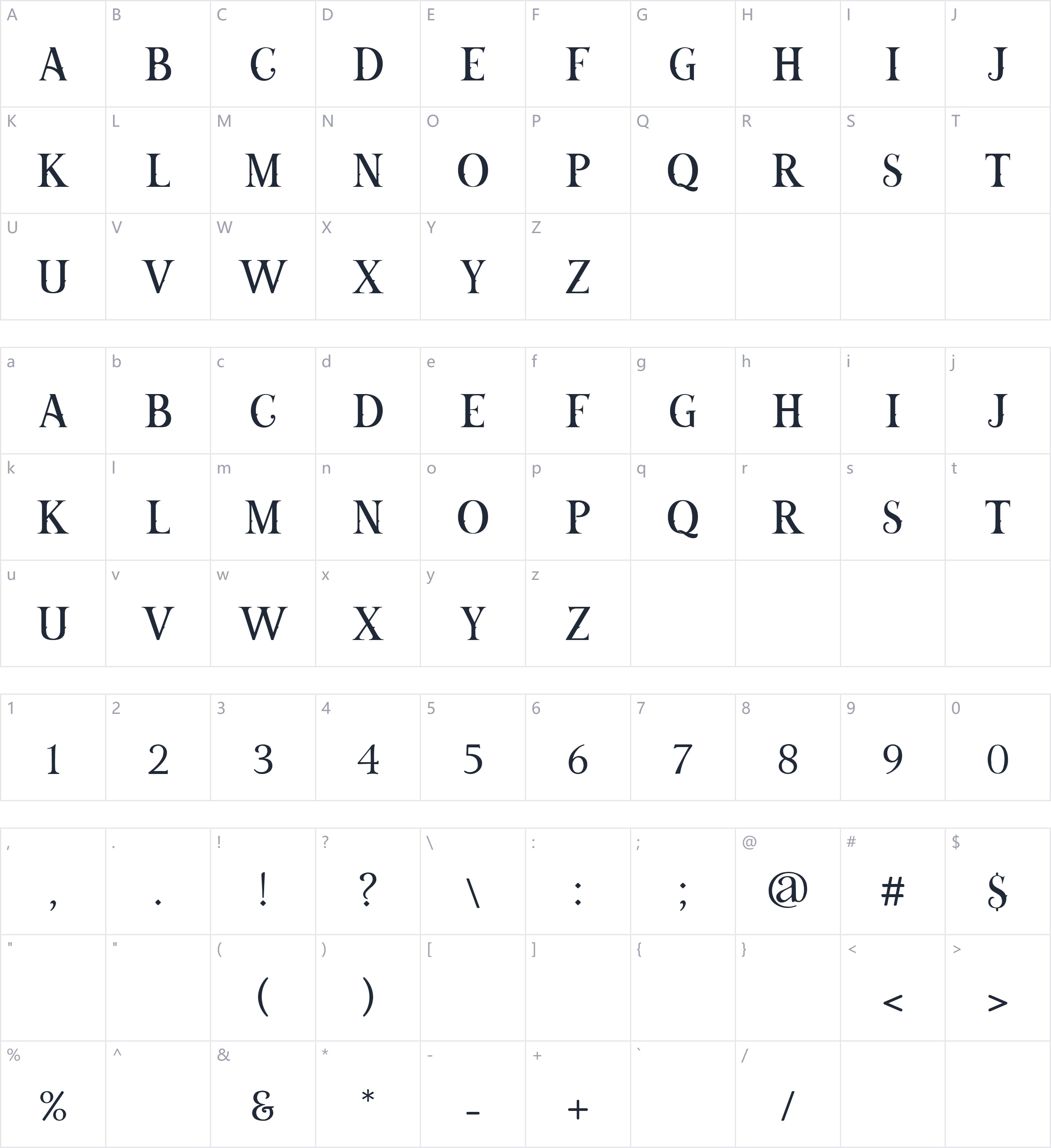 Bourdeway字符映射图