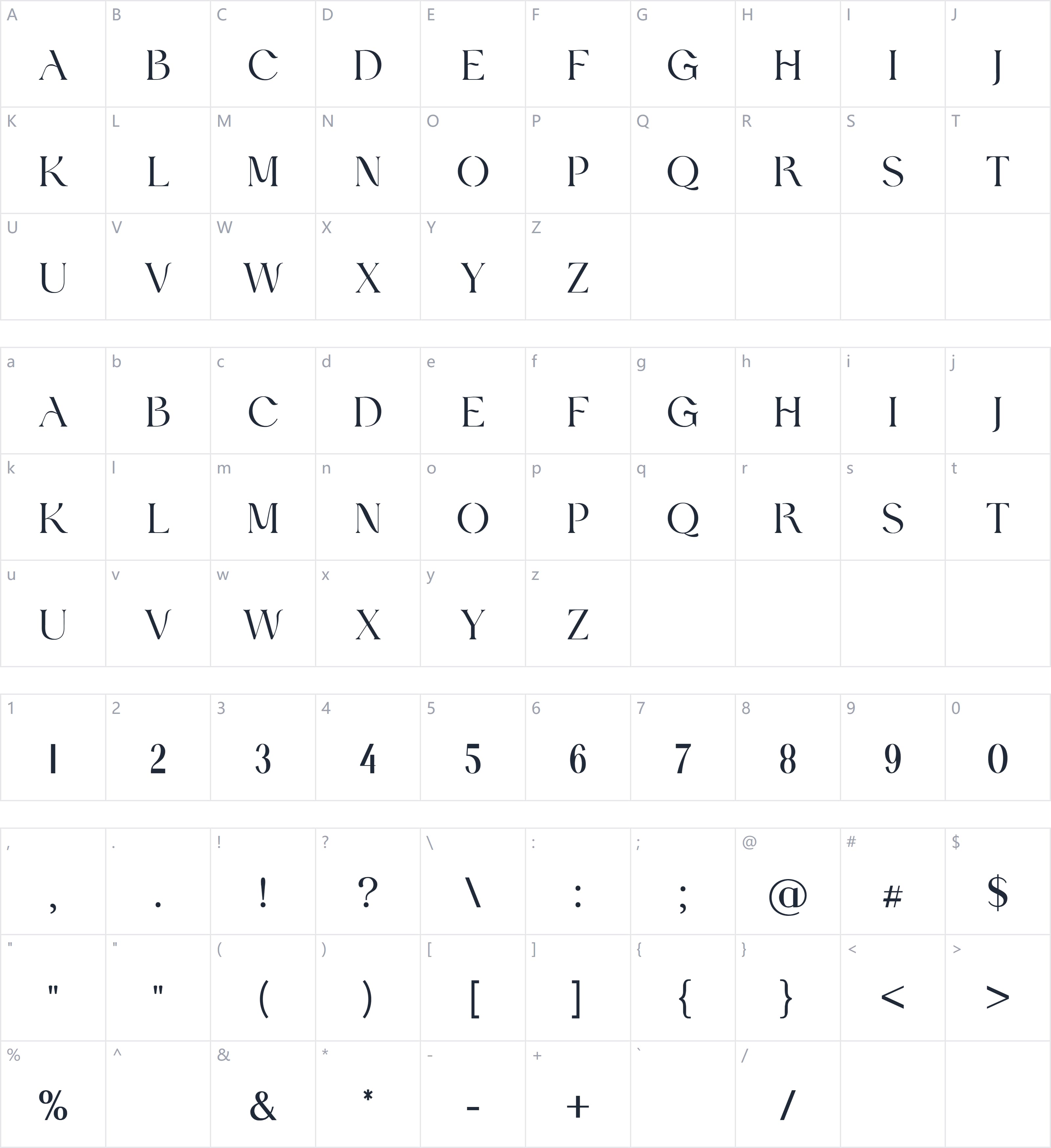 Hydrogenous字符映射图