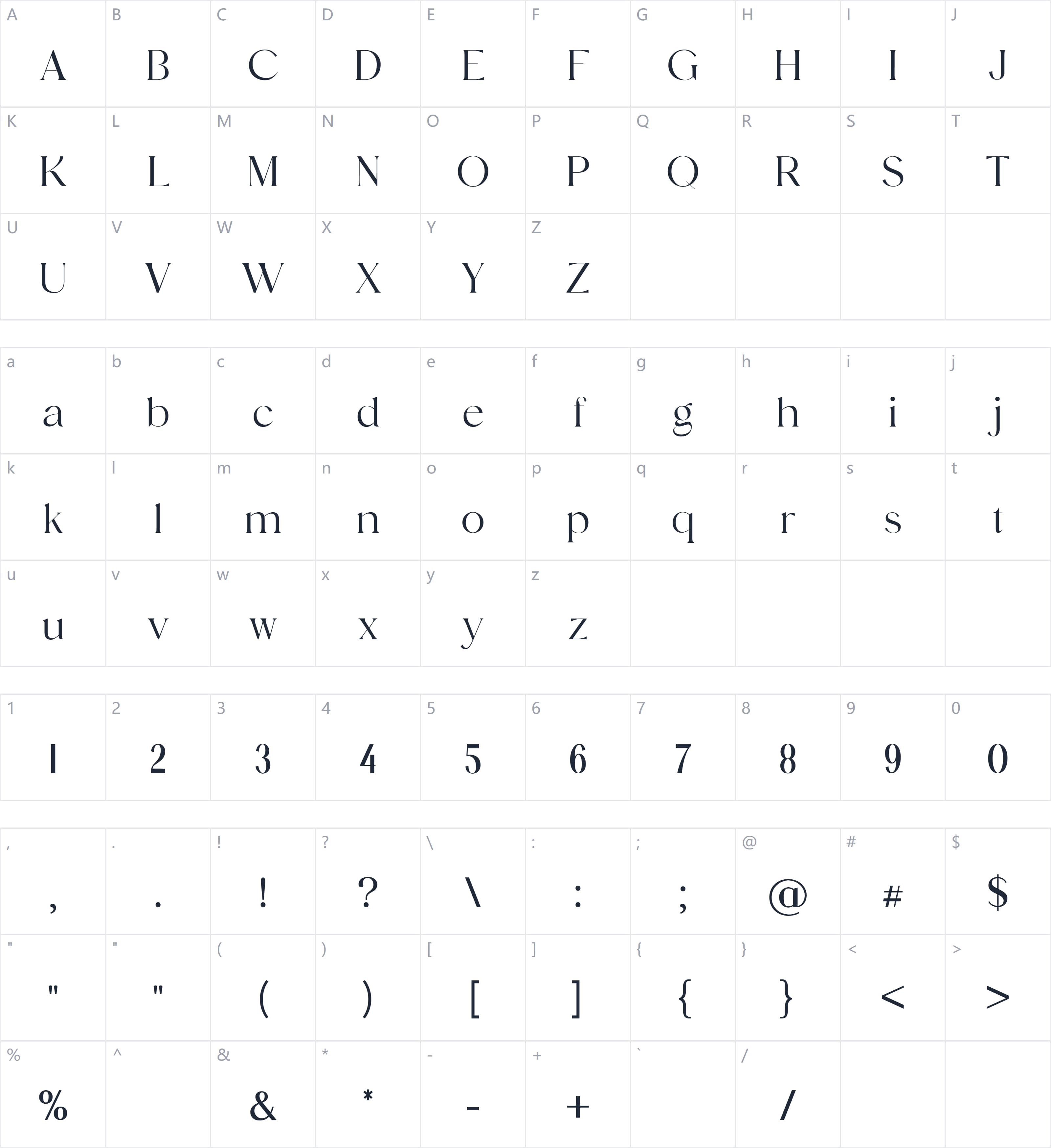 Vigosamine字符映射图