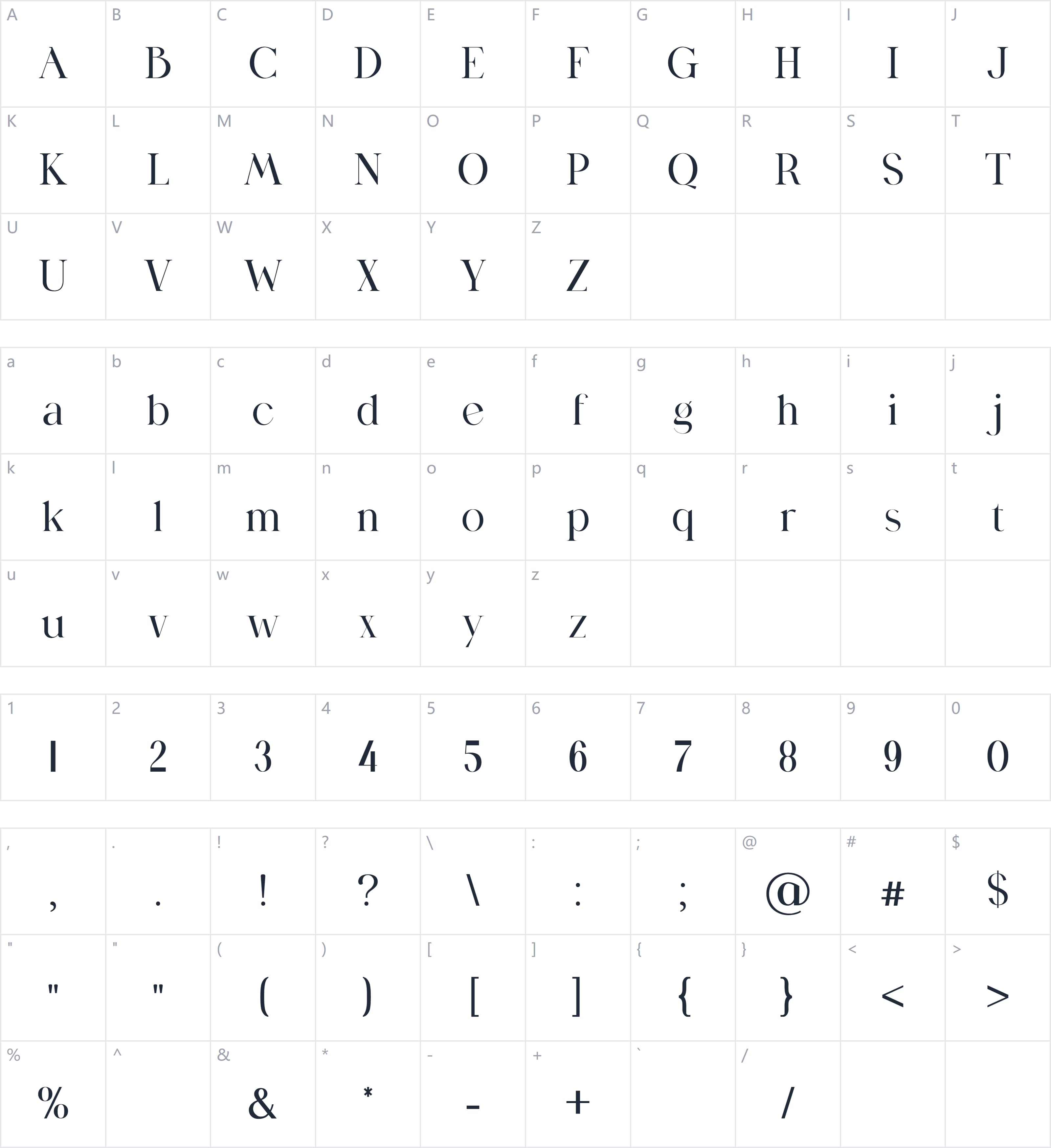 Birgine字符映射图