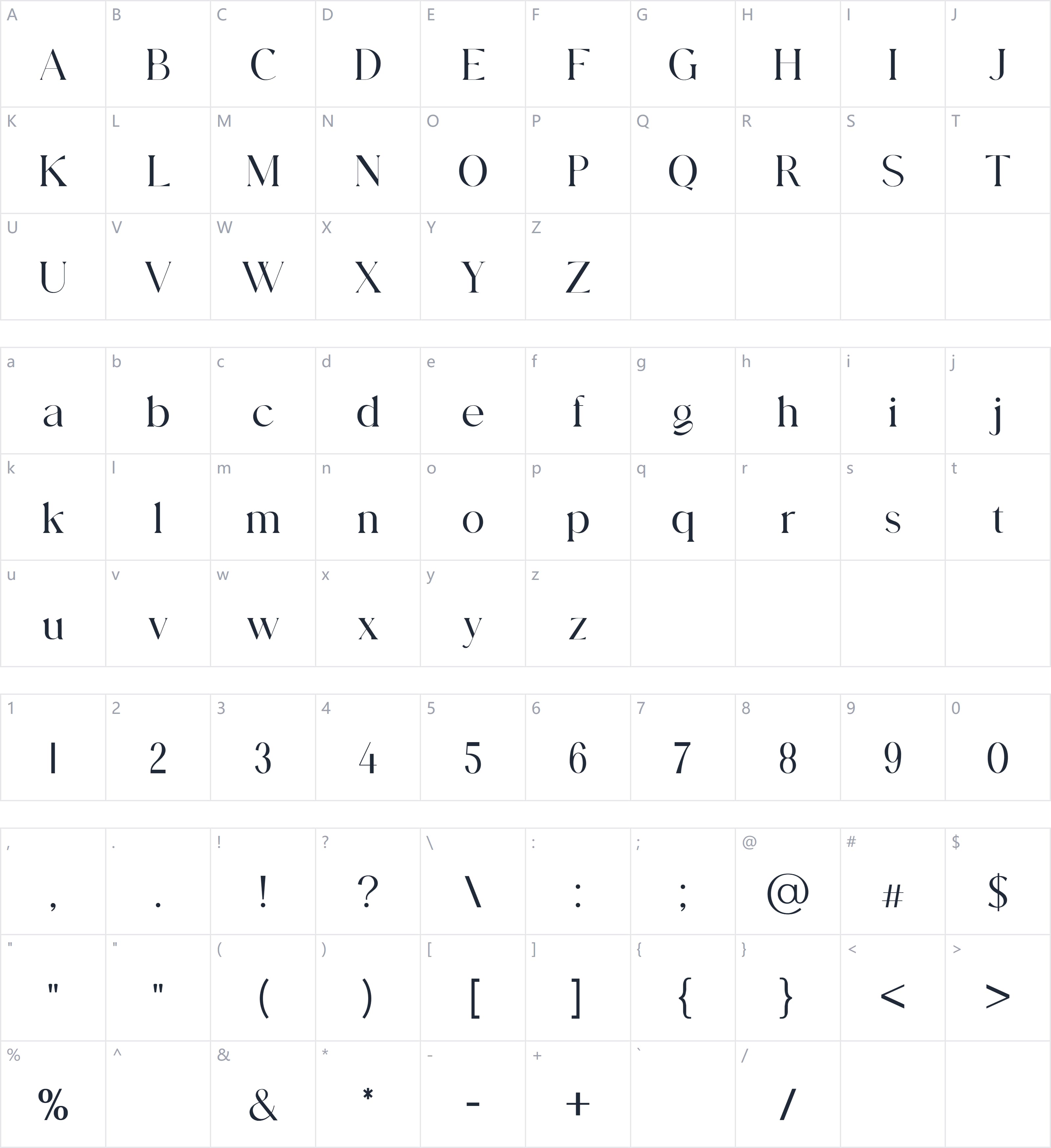 Velomia Vanora字符映射图