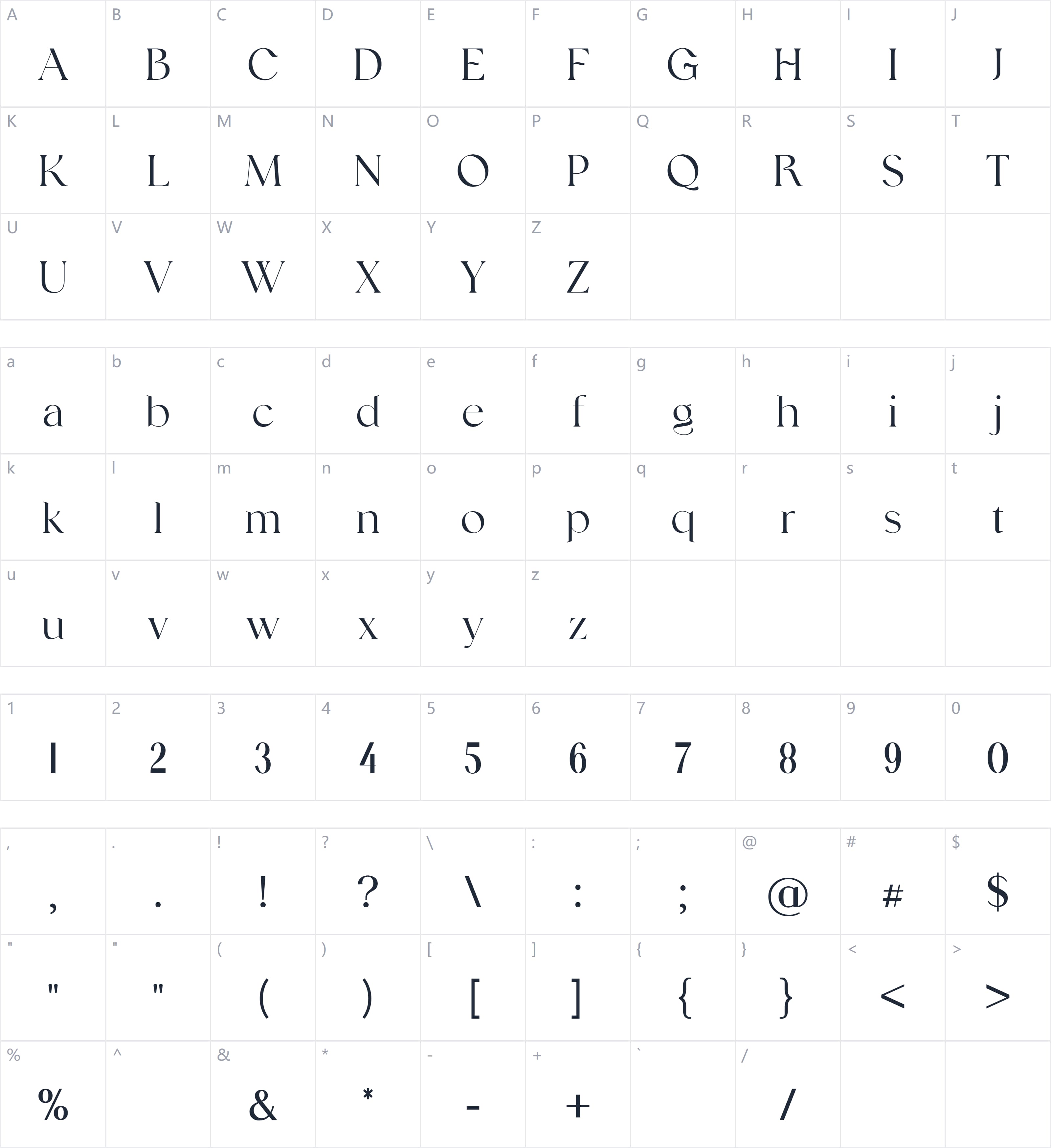 Silvania字符映射图