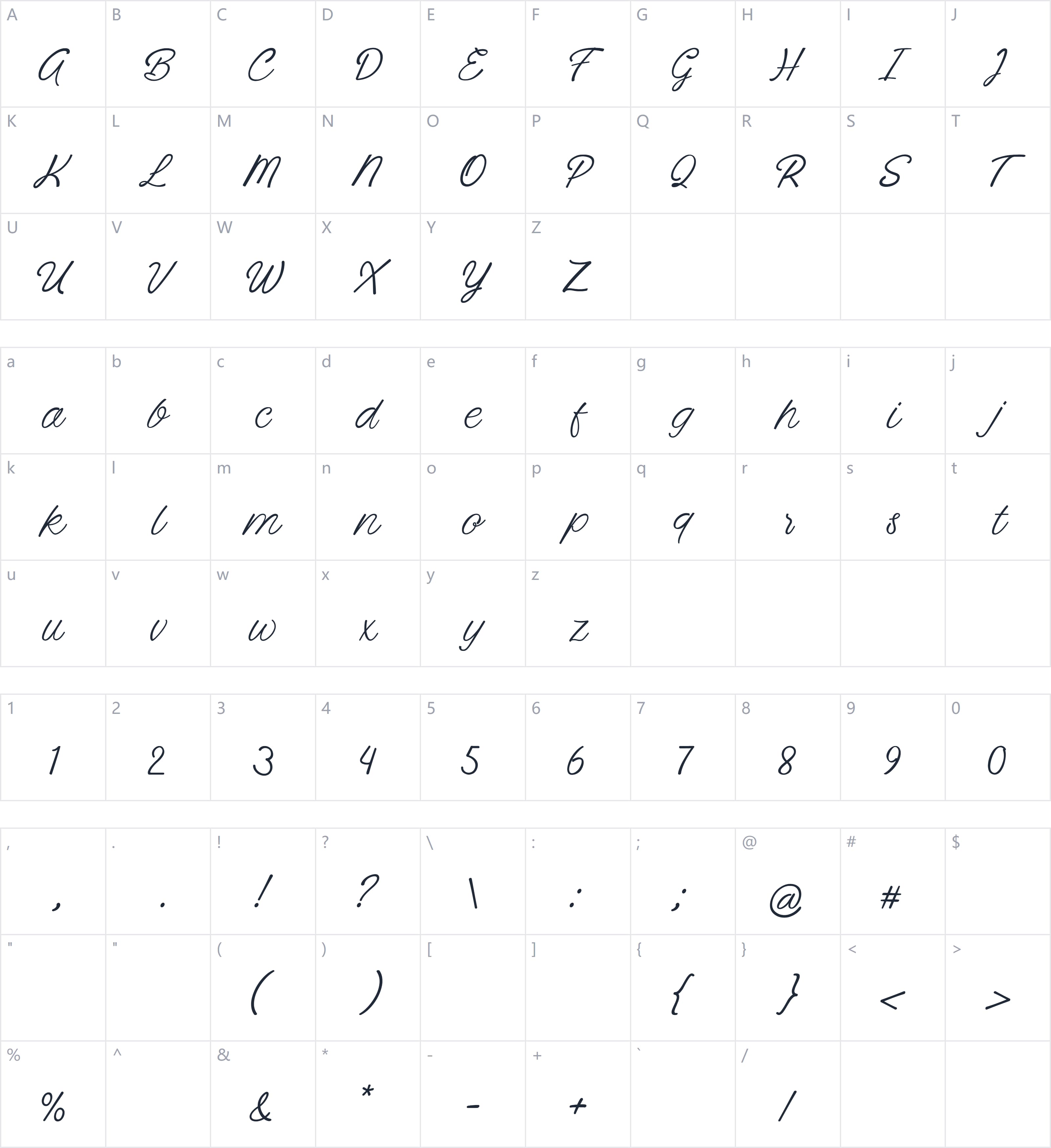 Rosellia Simone字符映射图