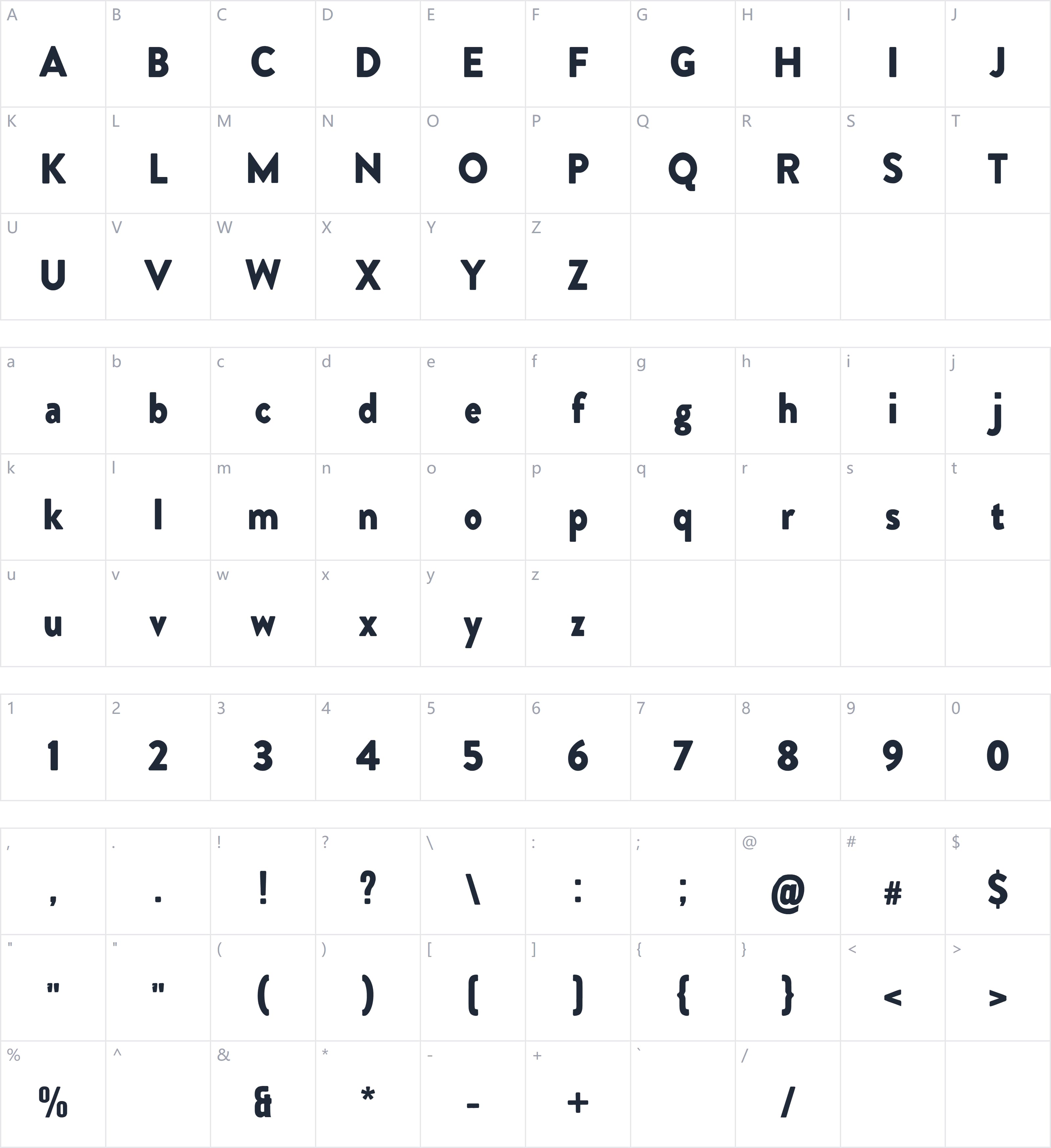 Equal Slipcase字符映射图