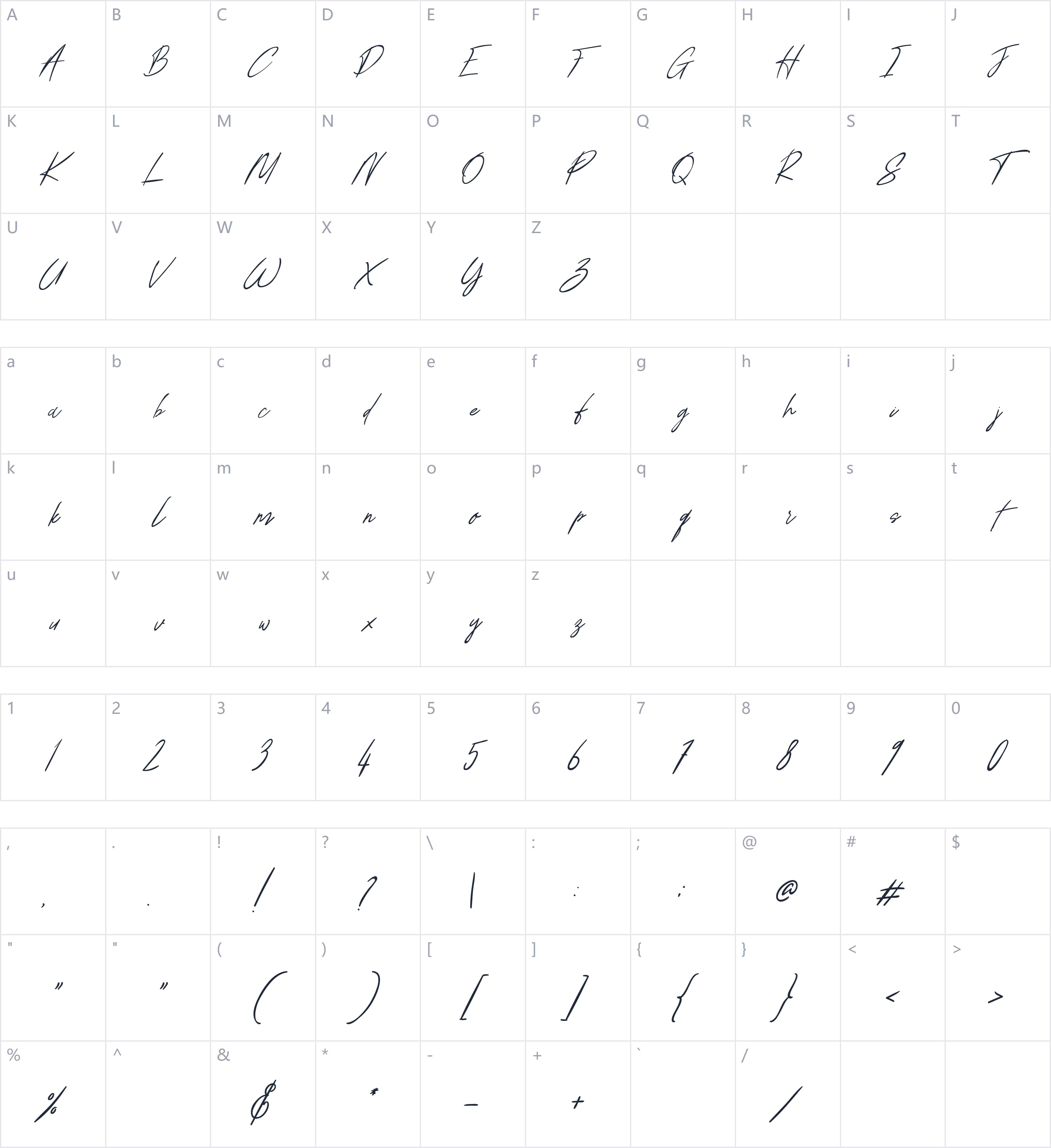 Annie Signature字符映射图