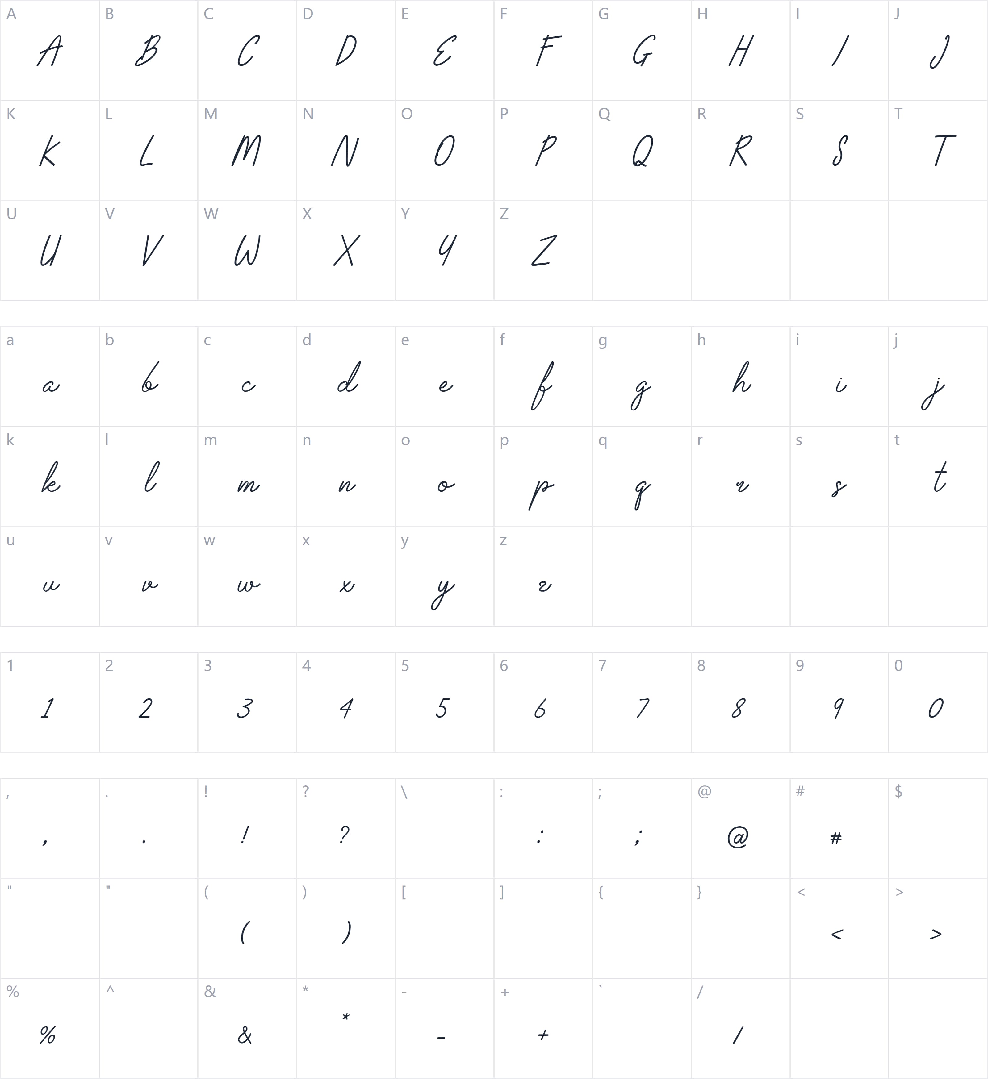 Alexandra Magnolia字符映射图