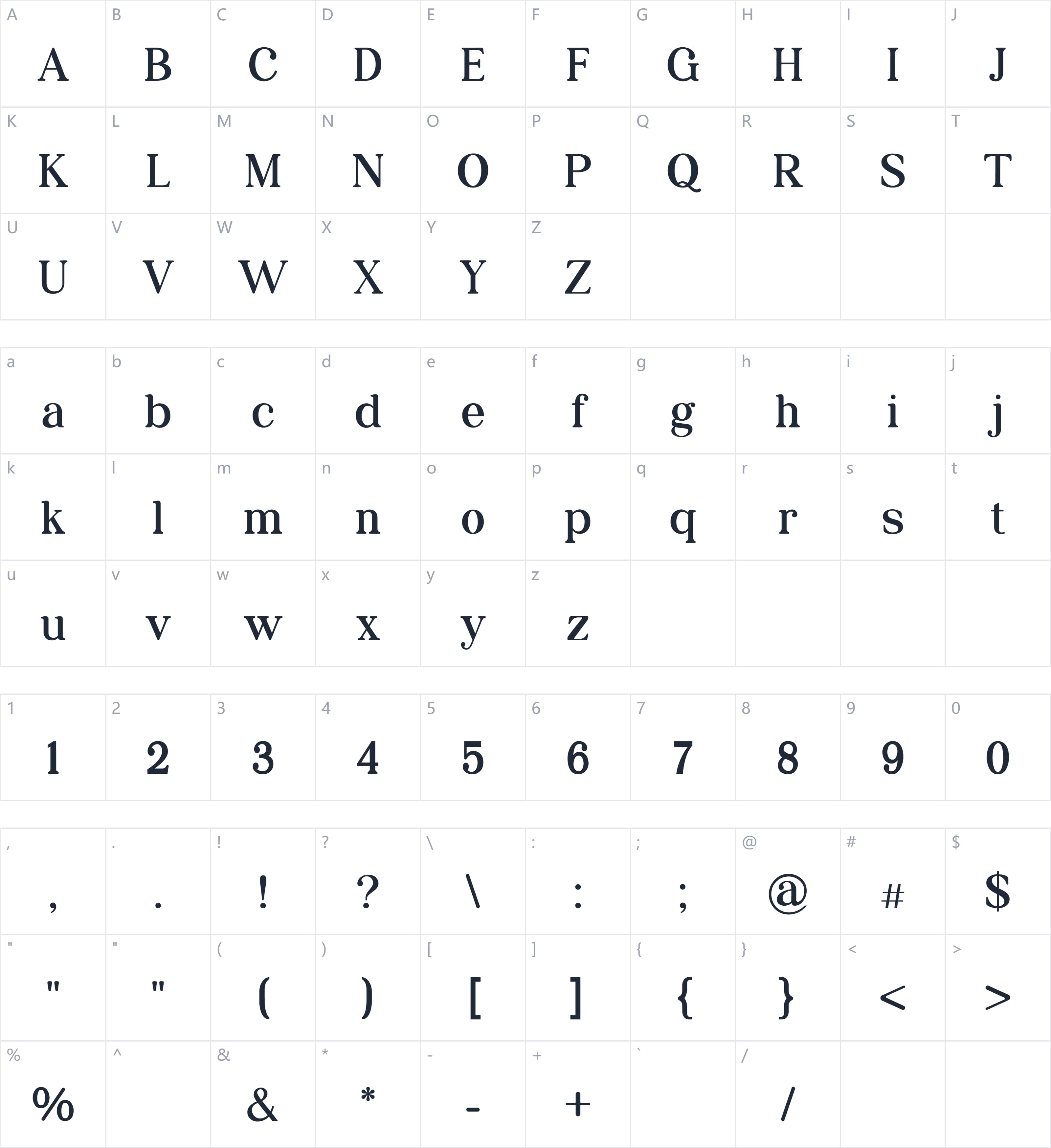 Grillages字符映射图