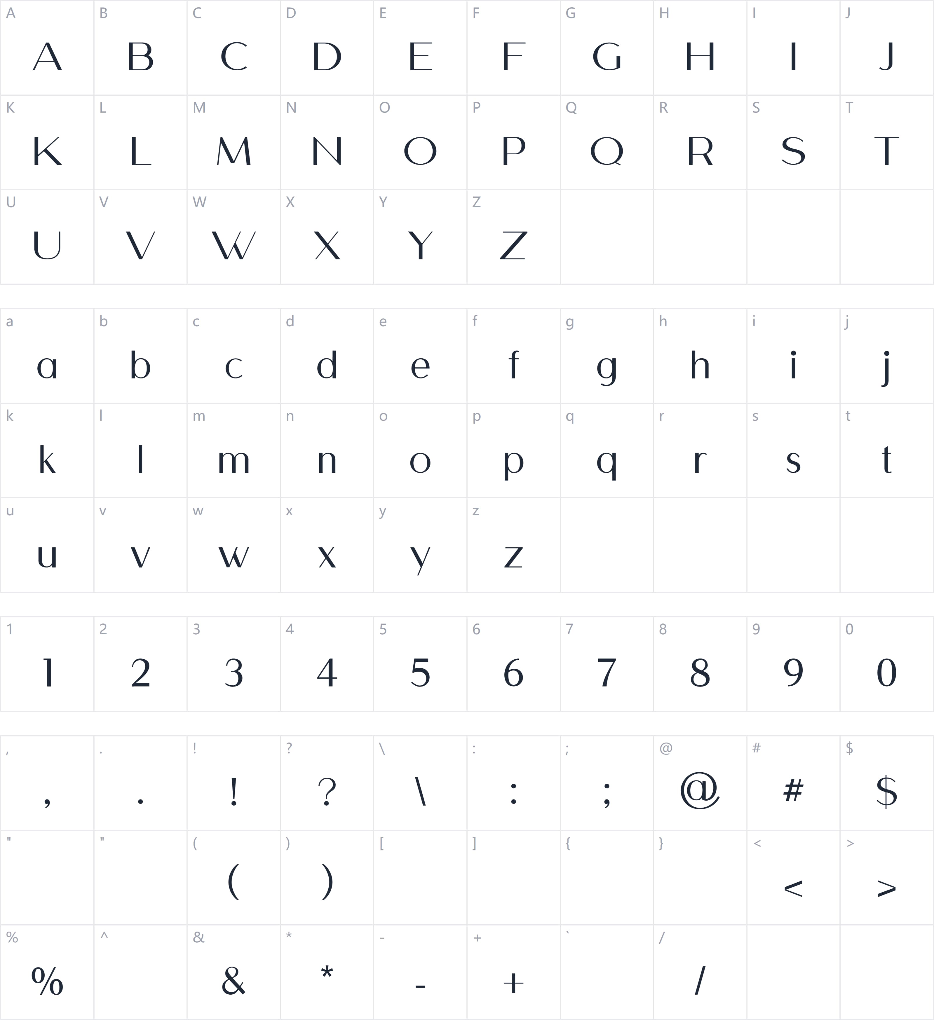 Brixanos字符映射图
