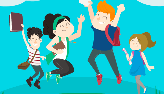 快乐的学生矢量素材(EPS/AI)