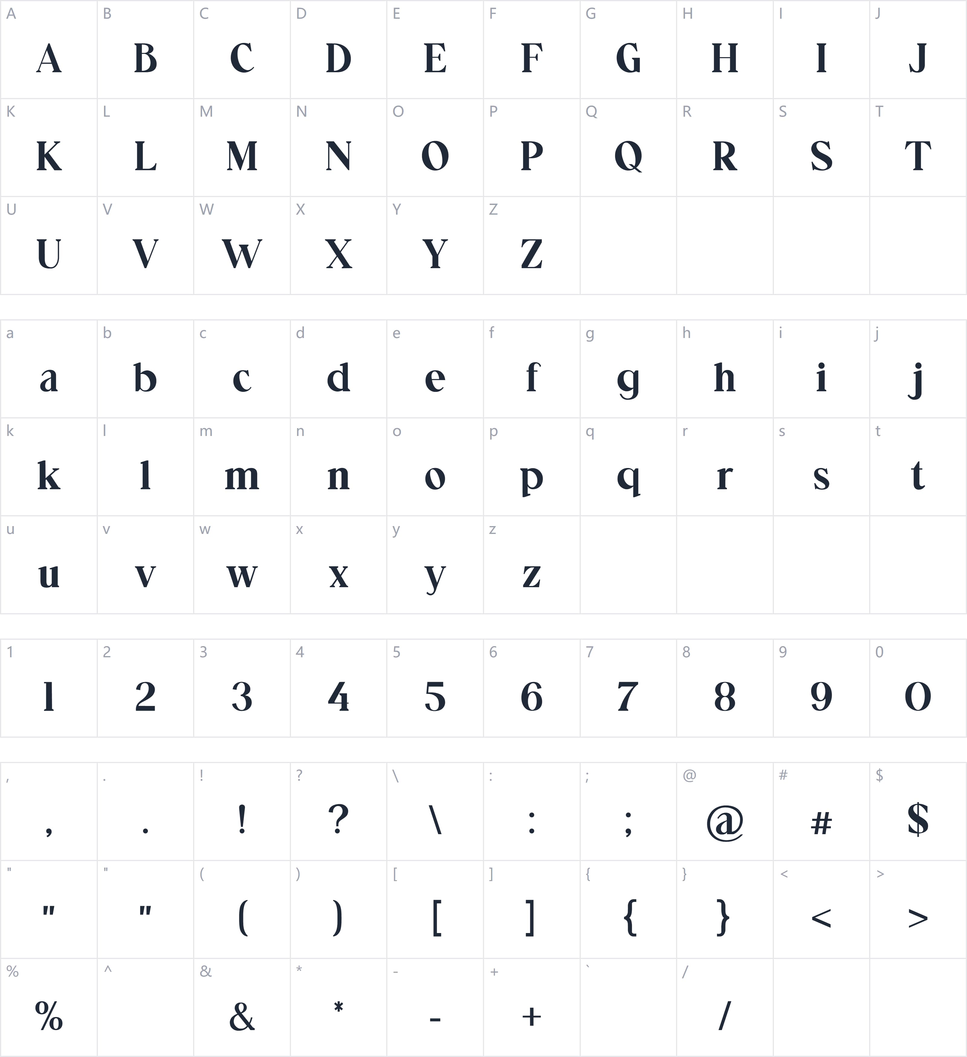 Vinka Duscha字符映射图