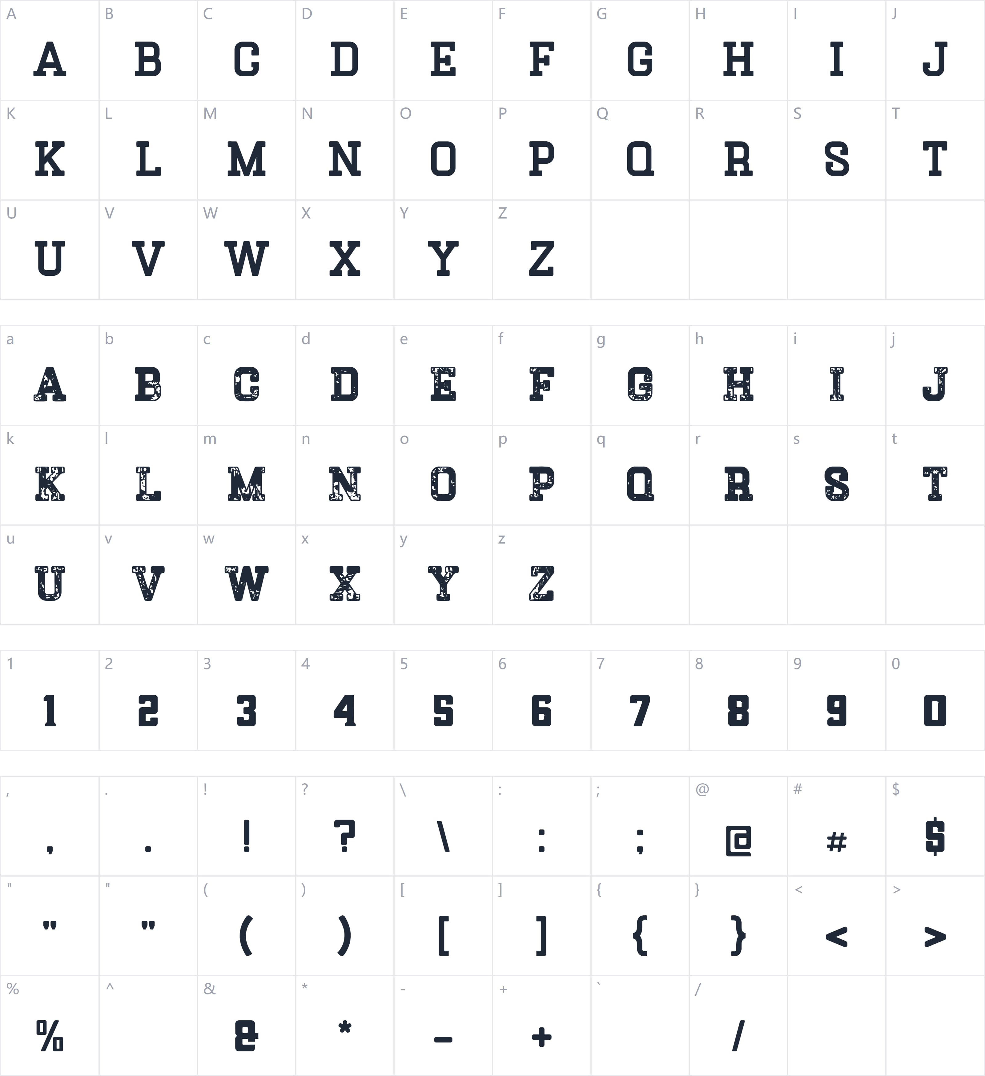 Slab Soldier字符映射图