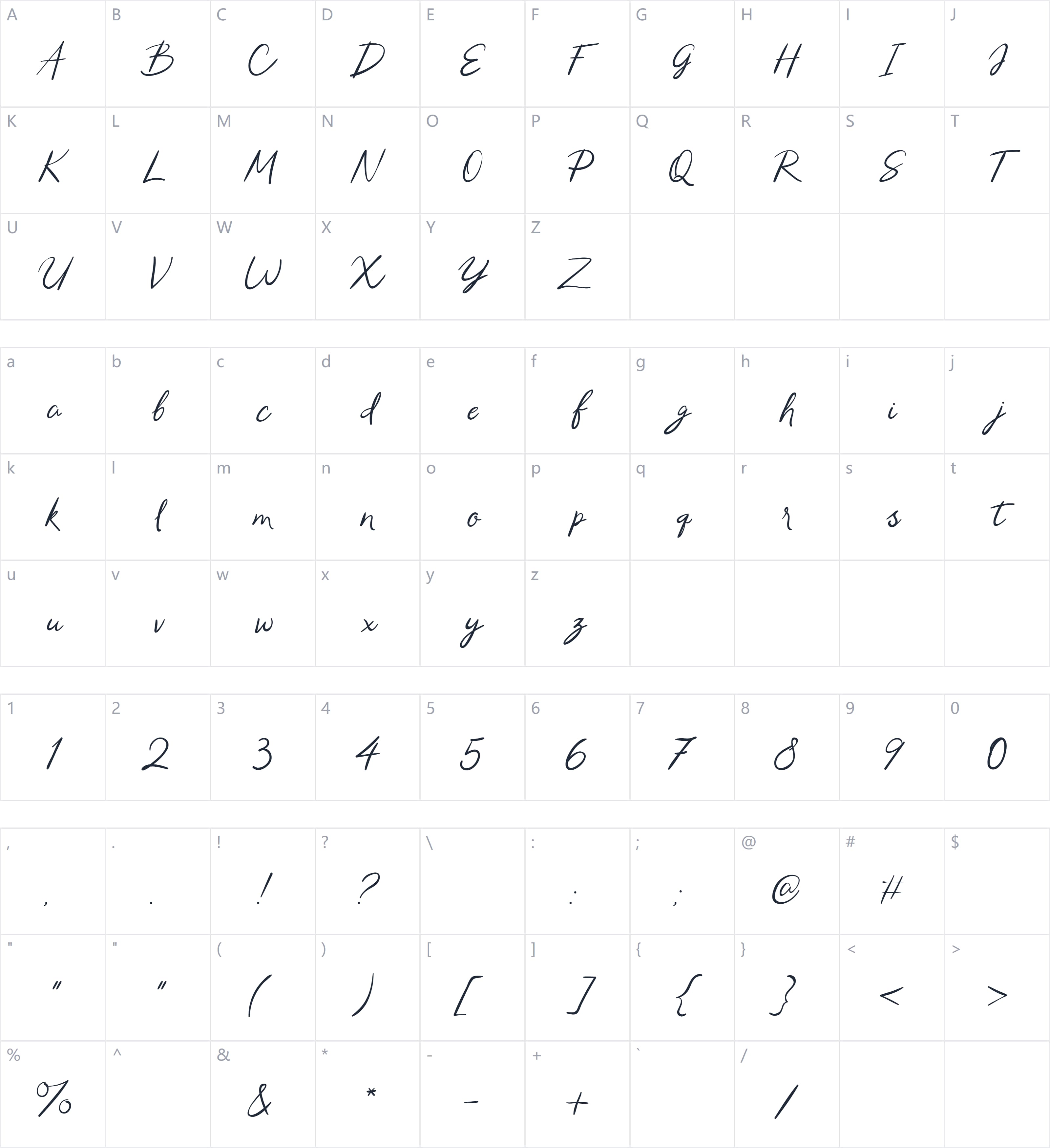 Samantha Brandon字符映射图