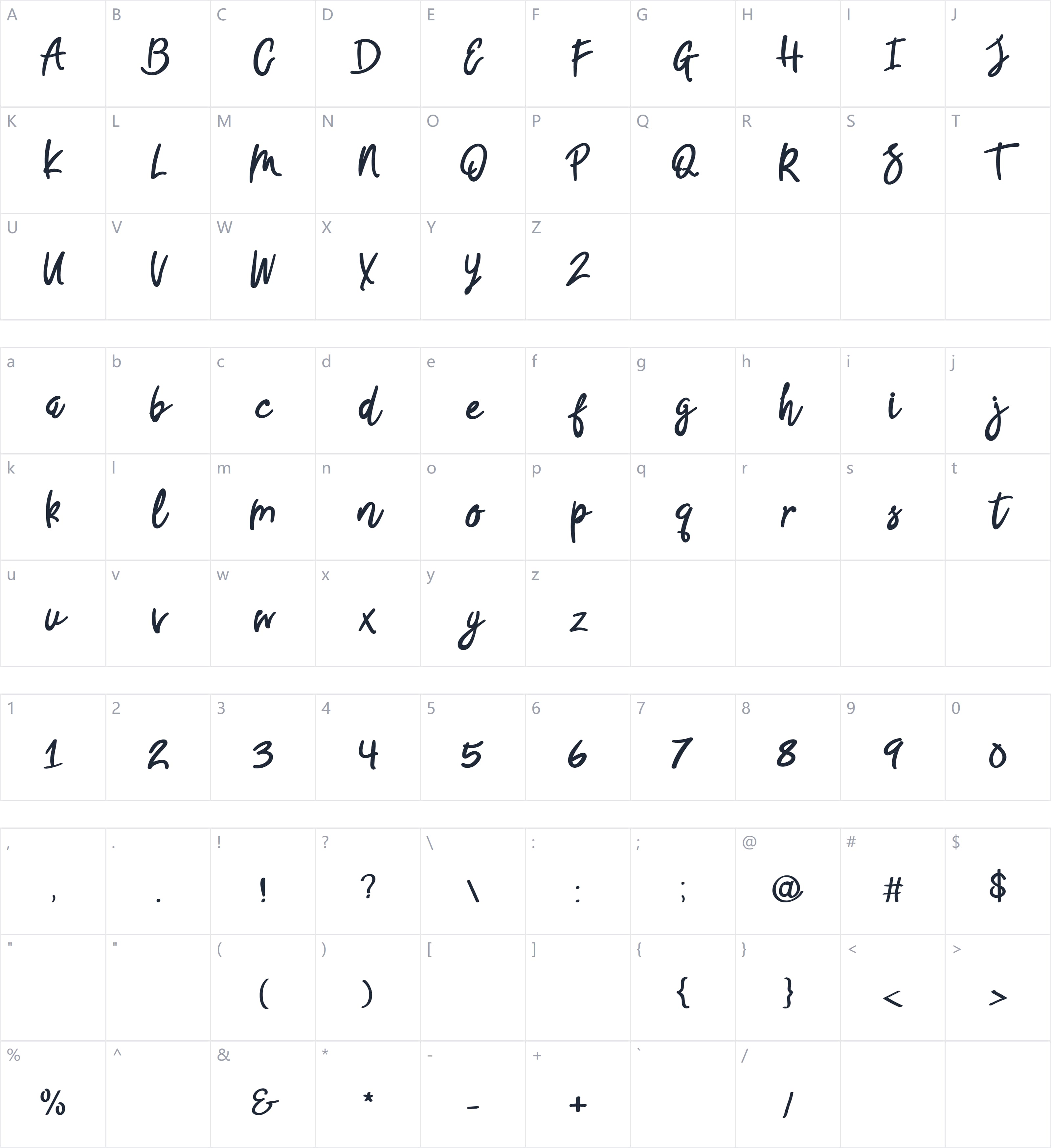 Good Summer字符映射图