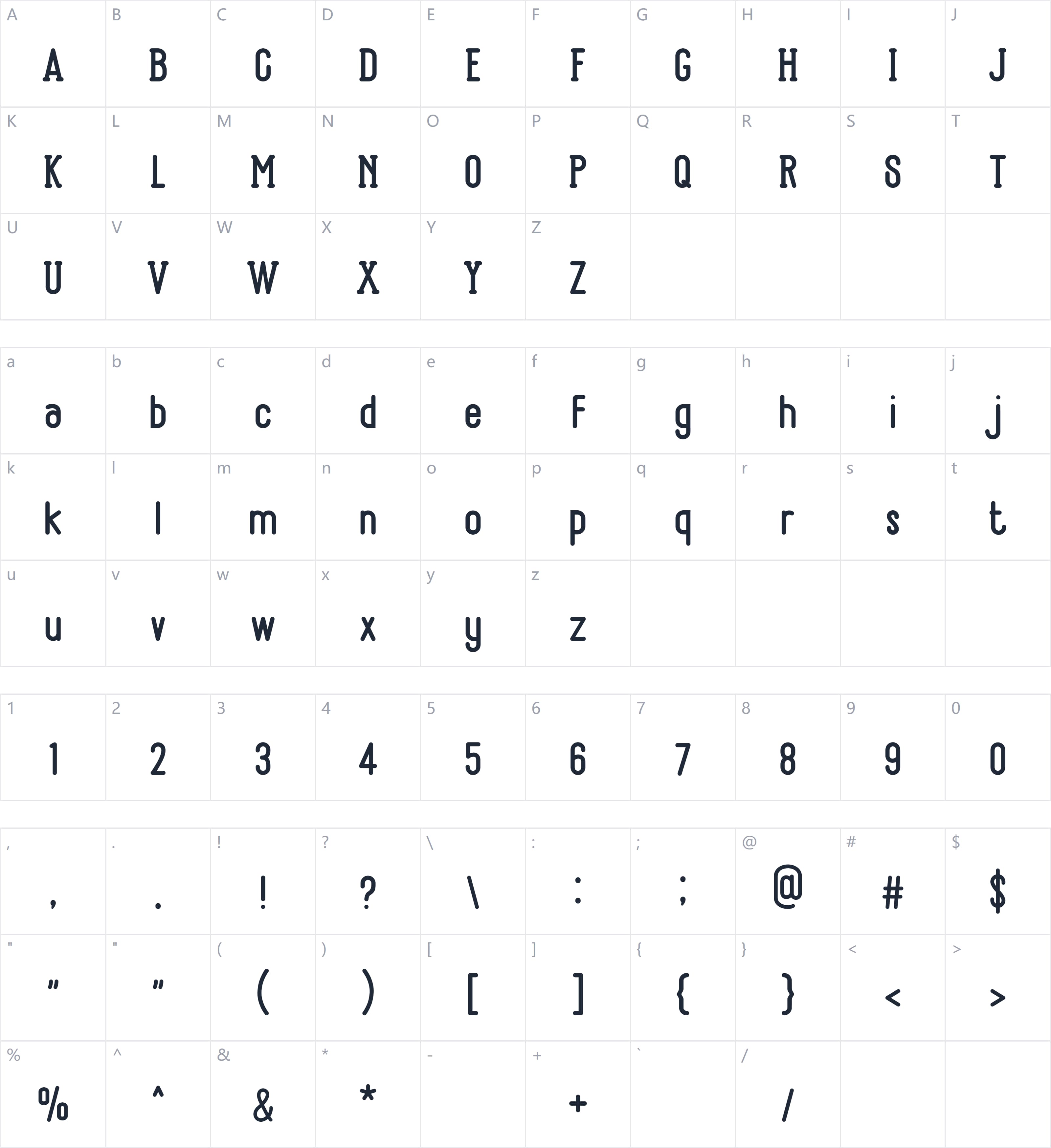 Bandonde字符映射图