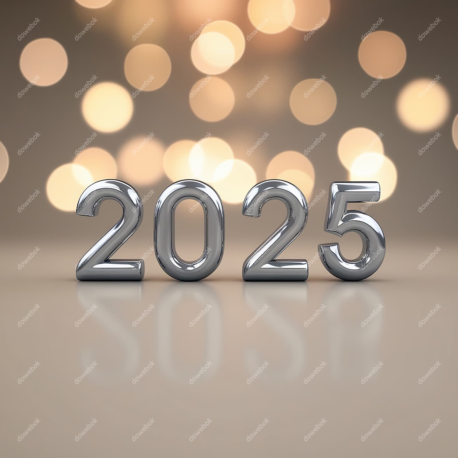 银色立体数字设计 2025 新年快乐图片素材(JPG)