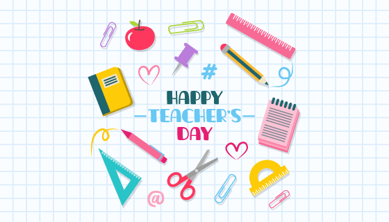 学习工具设计快乐教师节矢量素材(EPS/AI/PNG)