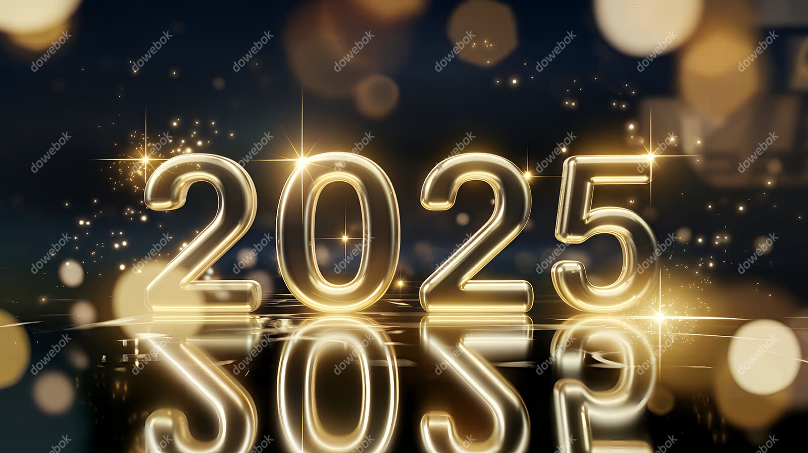 金色闪亮的数字设计 2025 新年快乐图片素材(JPG)