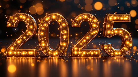 金色闪亮的数字设计 2025 新年快乐图片素材(JPG)