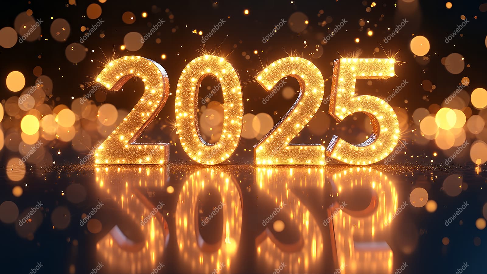 金色璀璨的数字设计 2025 新年快乐图片素材(JPG)