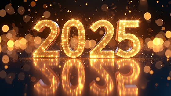 金色璀璨的数字设计 2025 新年快乐图片素材(JPG)