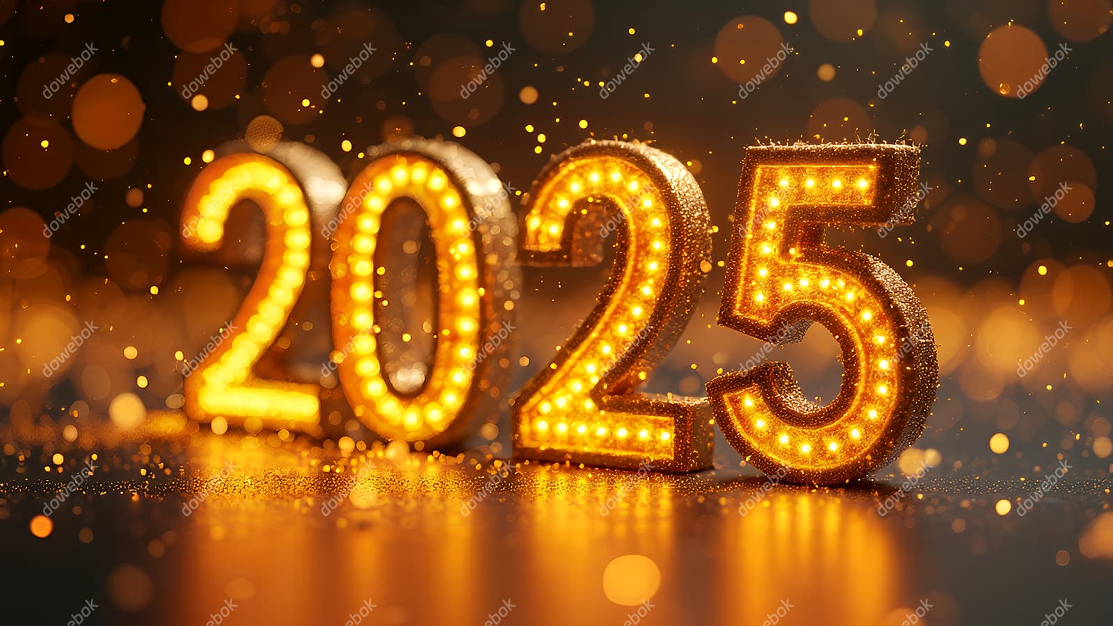 金色立体数字设计 2025 新年快乐图片素材(JPG)