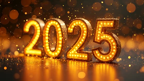 金色立体数字设计 2025 新年快乐图片素材(JPG)