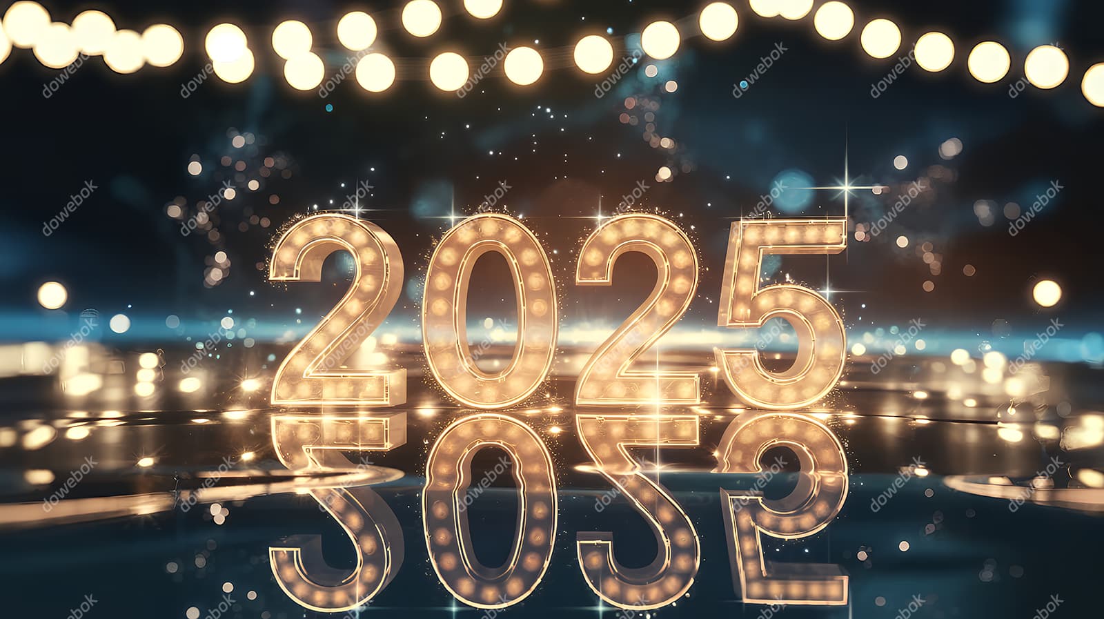 金色璀璨的数字设计 2025 新年快乐图片素材(JPG)
