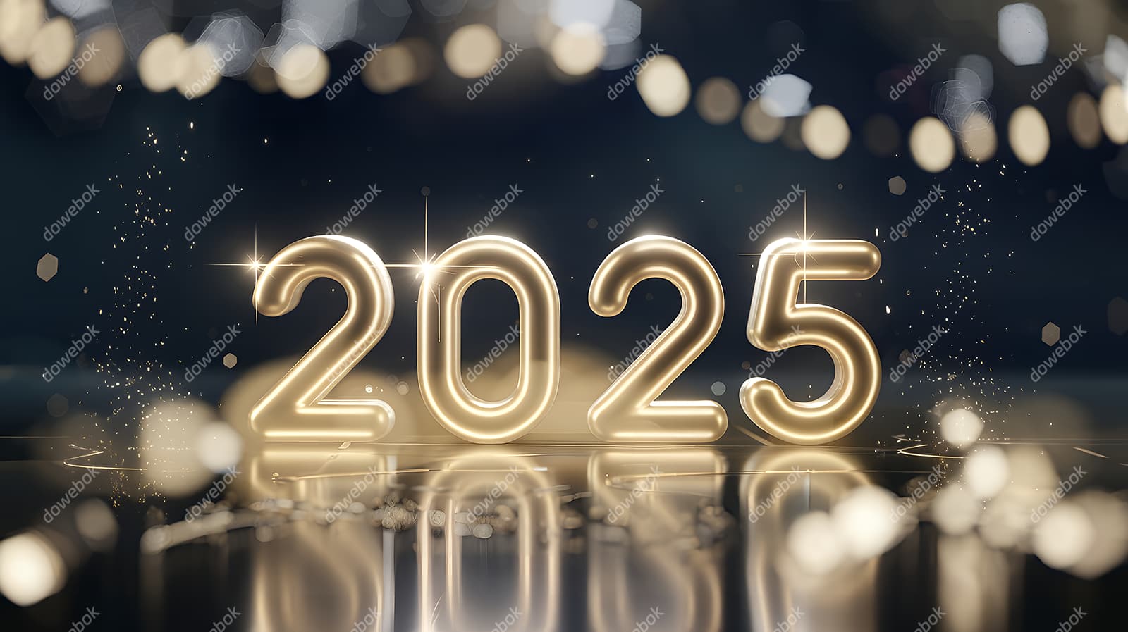 金色闪亮的数字设计 2025 新年快乐图片素材(JPG)