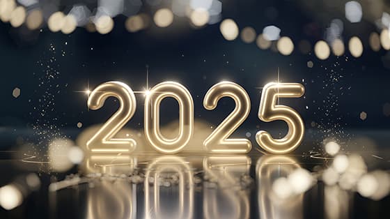 金色闪亮的数字设计 2025 新年快乐图片素材(JPG)