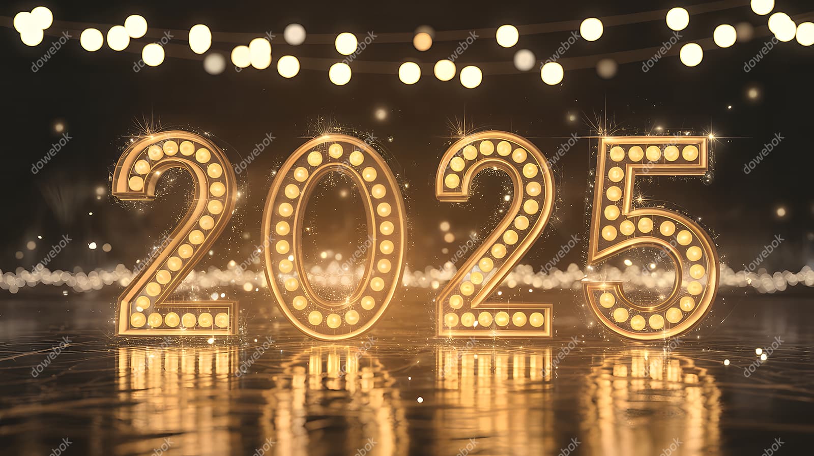 金色璀璨的数字设计 2025 新年快乐图片素材(JPG)