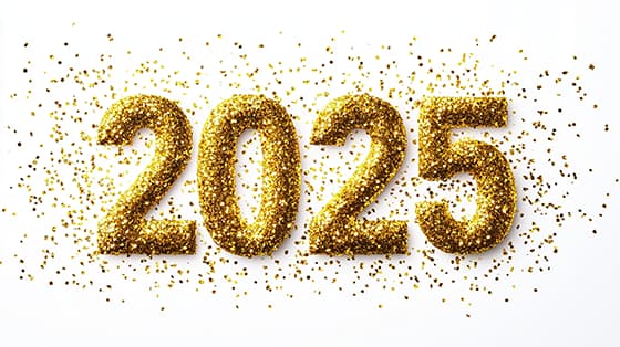 金色碎纸组成的数字设计 2025 新年快乐图片素材(JPG)