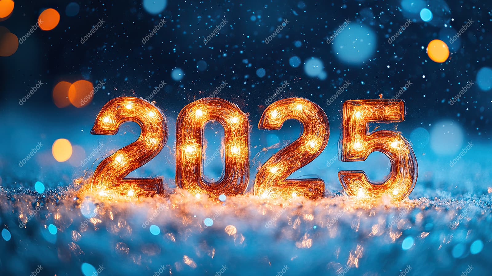 金色璀璨的数字设计 2025 新年快乐图片素材(JPG)