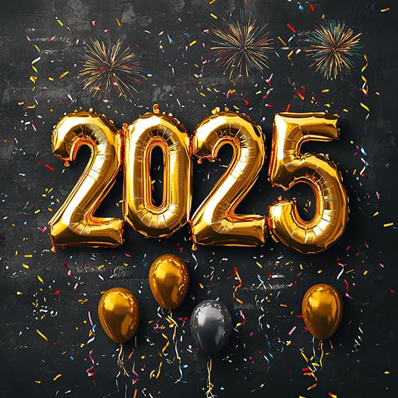 金色数字气球设计 2025 新年快乐图片素材(JPG)