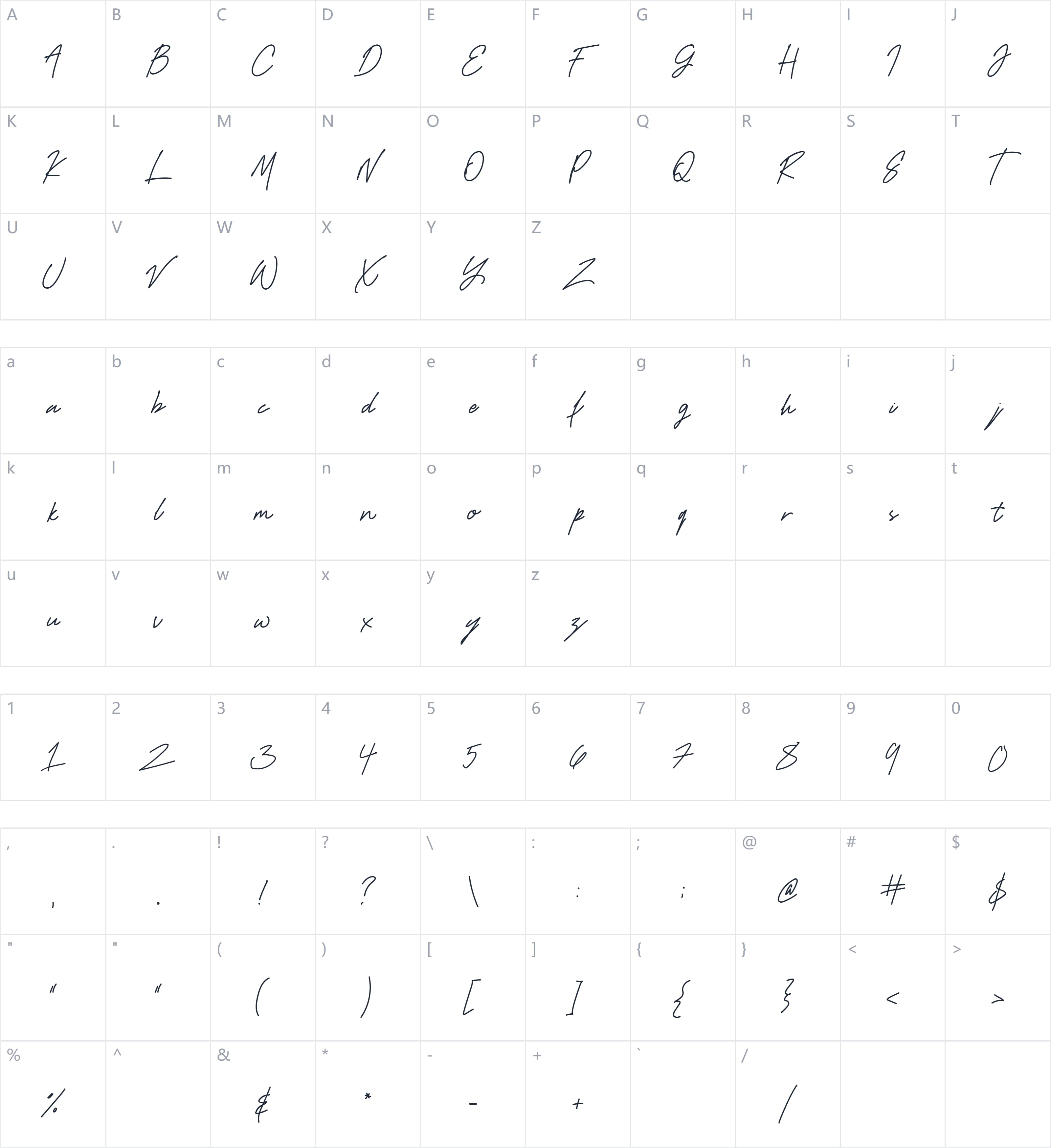 Redmond Fashion字符映射图