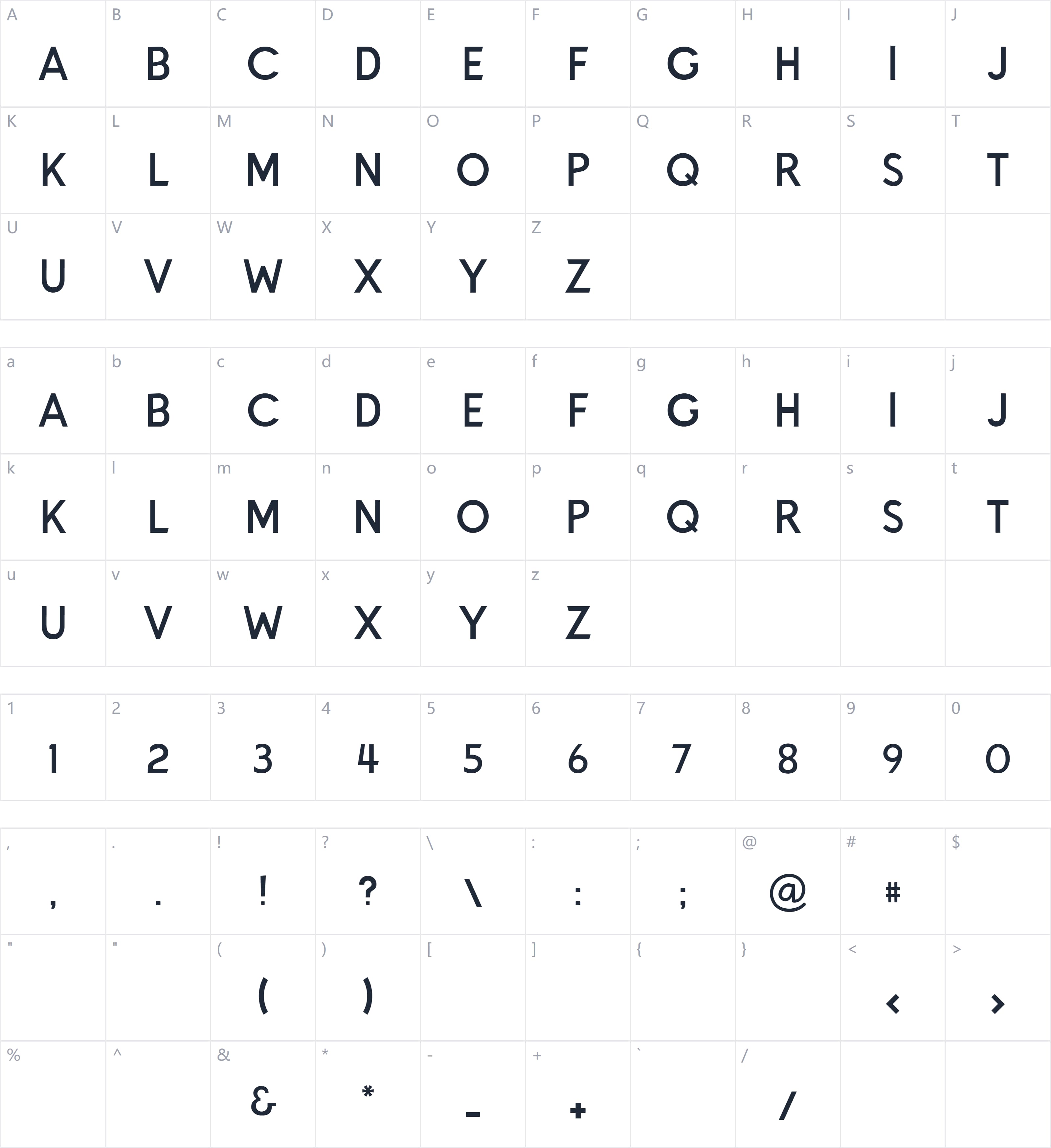 Headway字符映射图