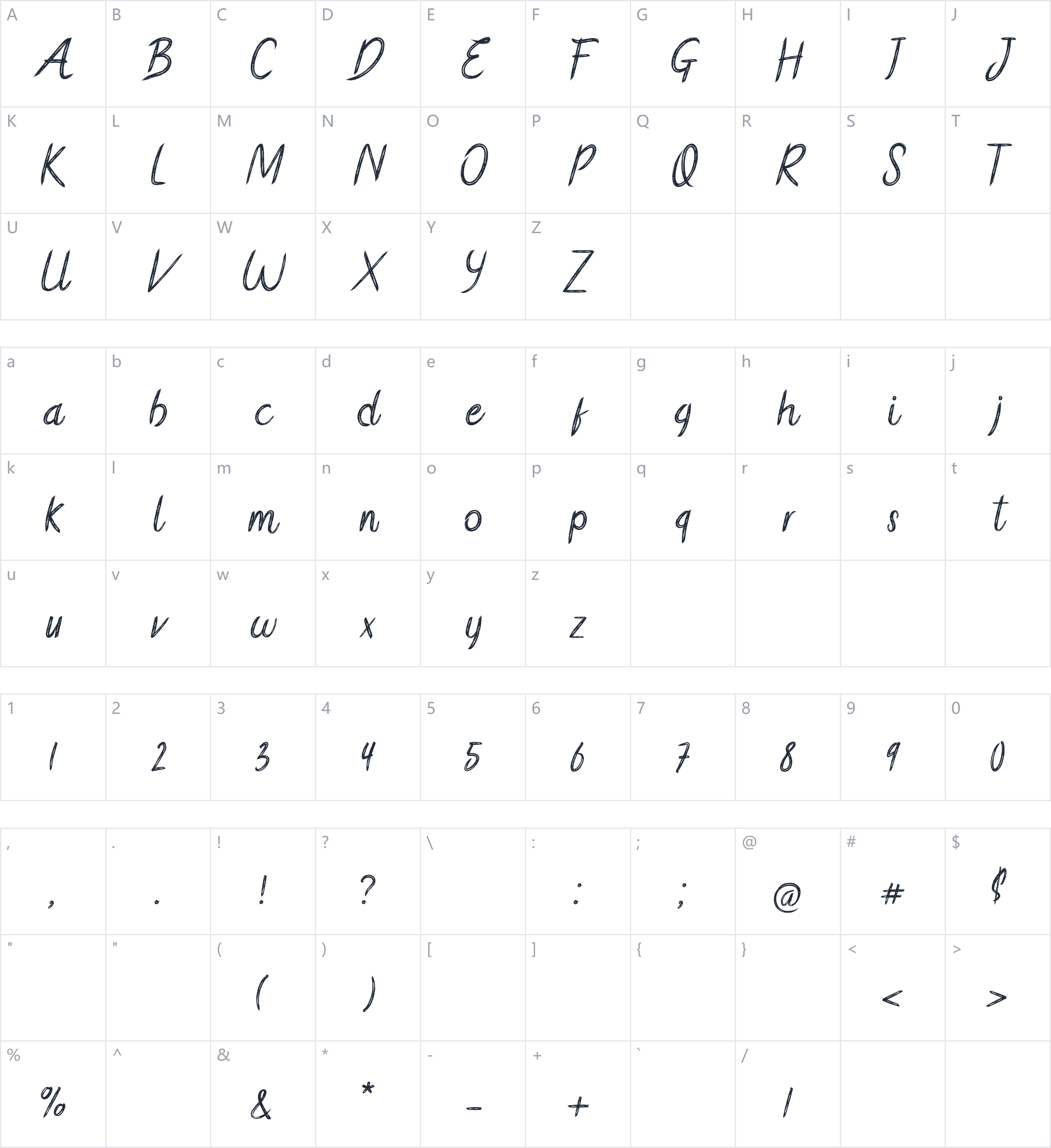 Benito Micholine字符映射图